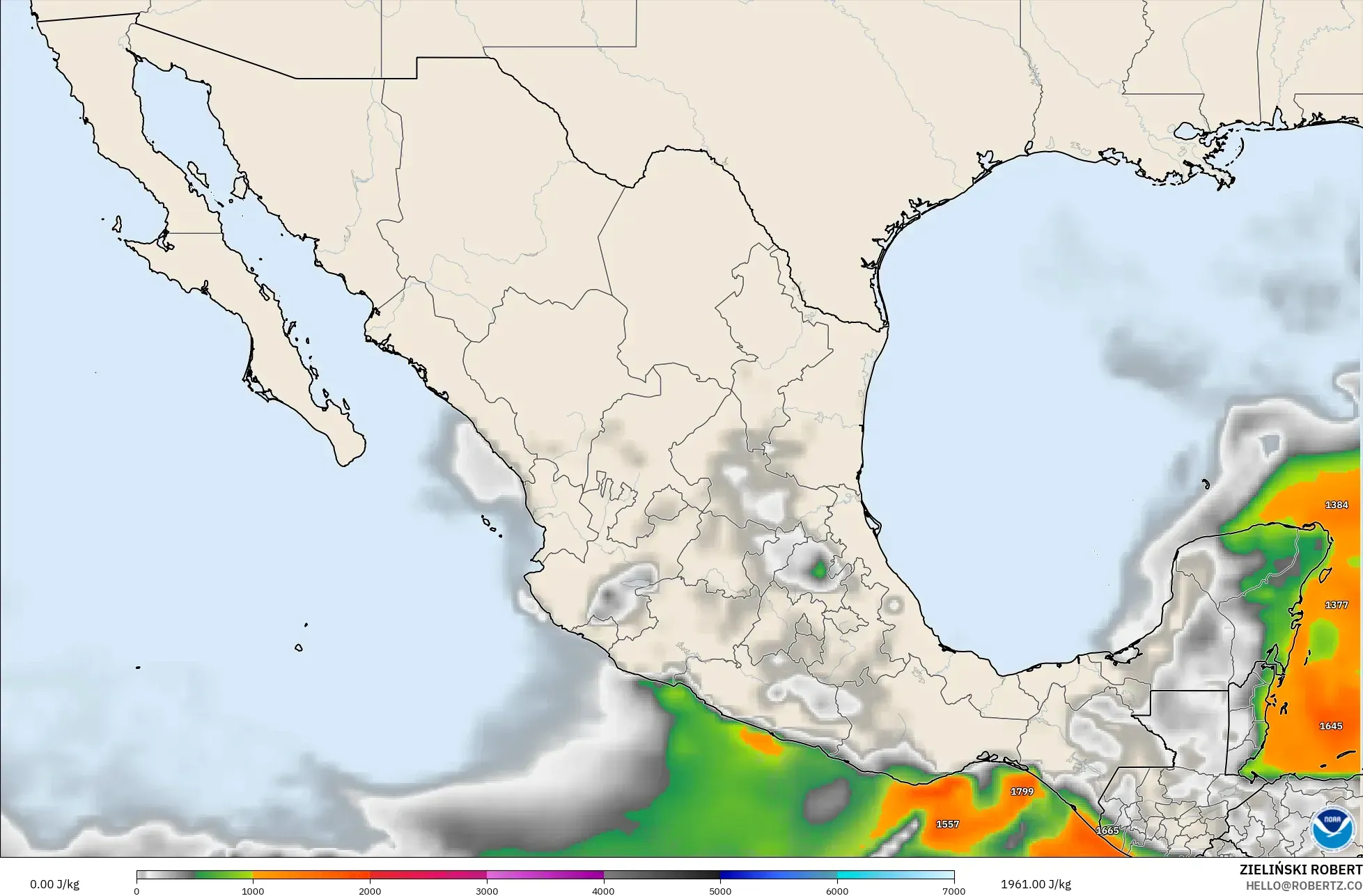GFS model - Meksika, CAPE