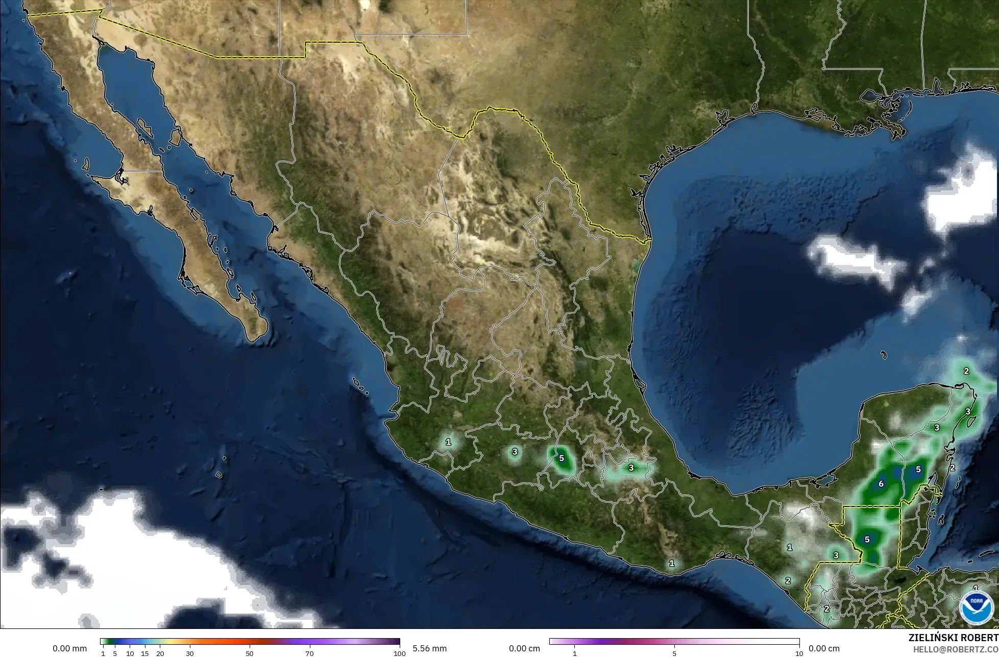 GFS model - Meksika, Yağış, Bulut ve Basınç