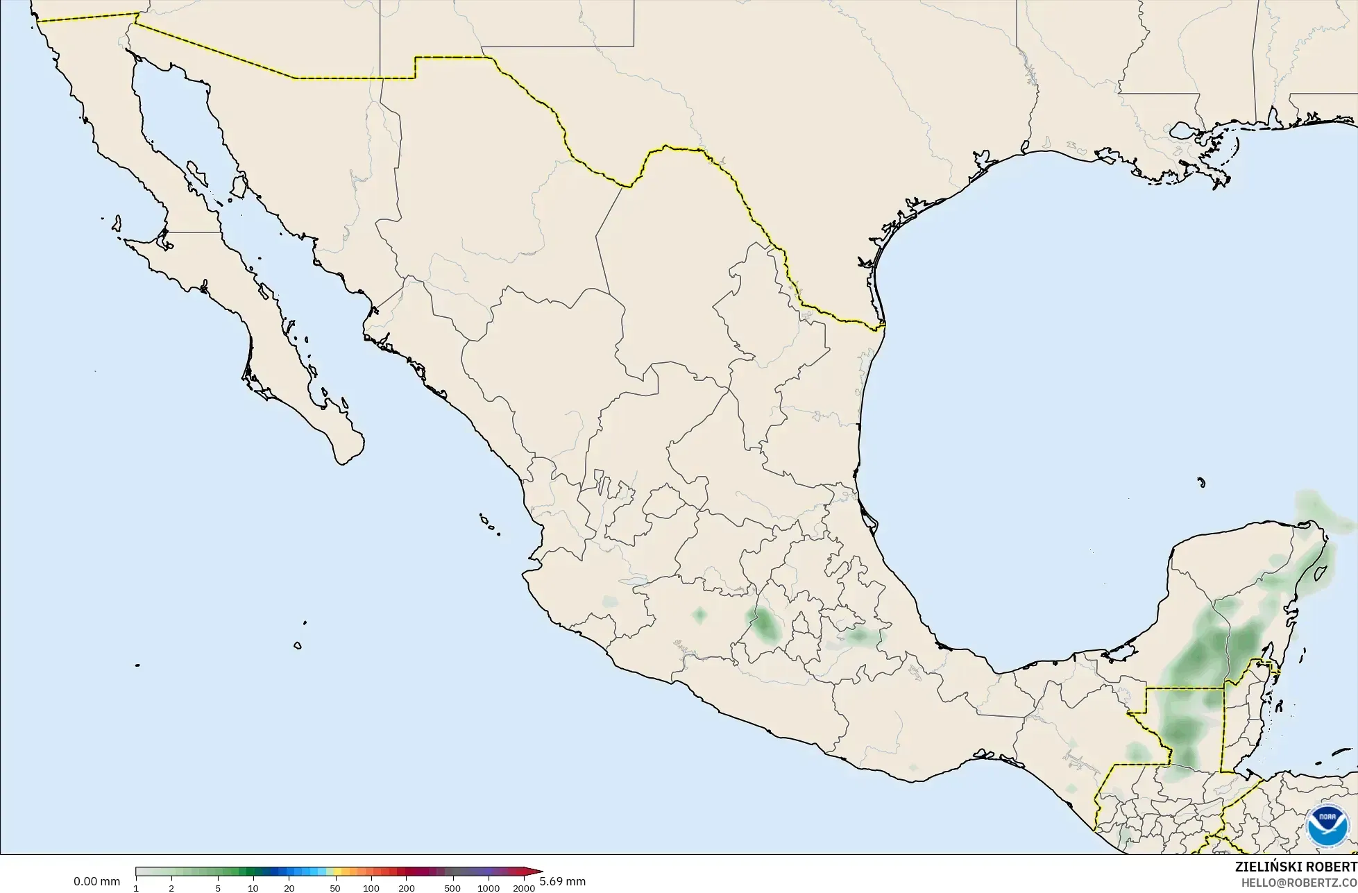 GFS model - Meksika, Yağış Birikimi