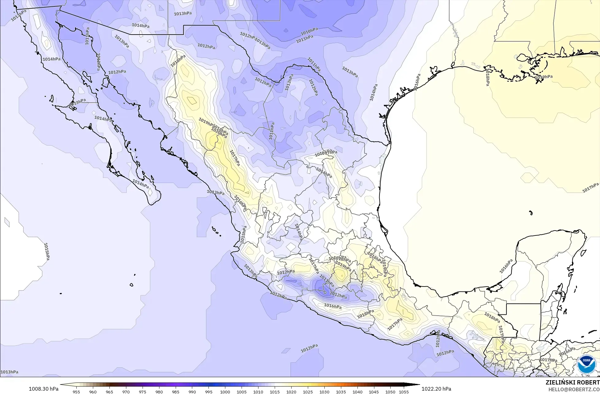GFS model - Meksika, Basınç