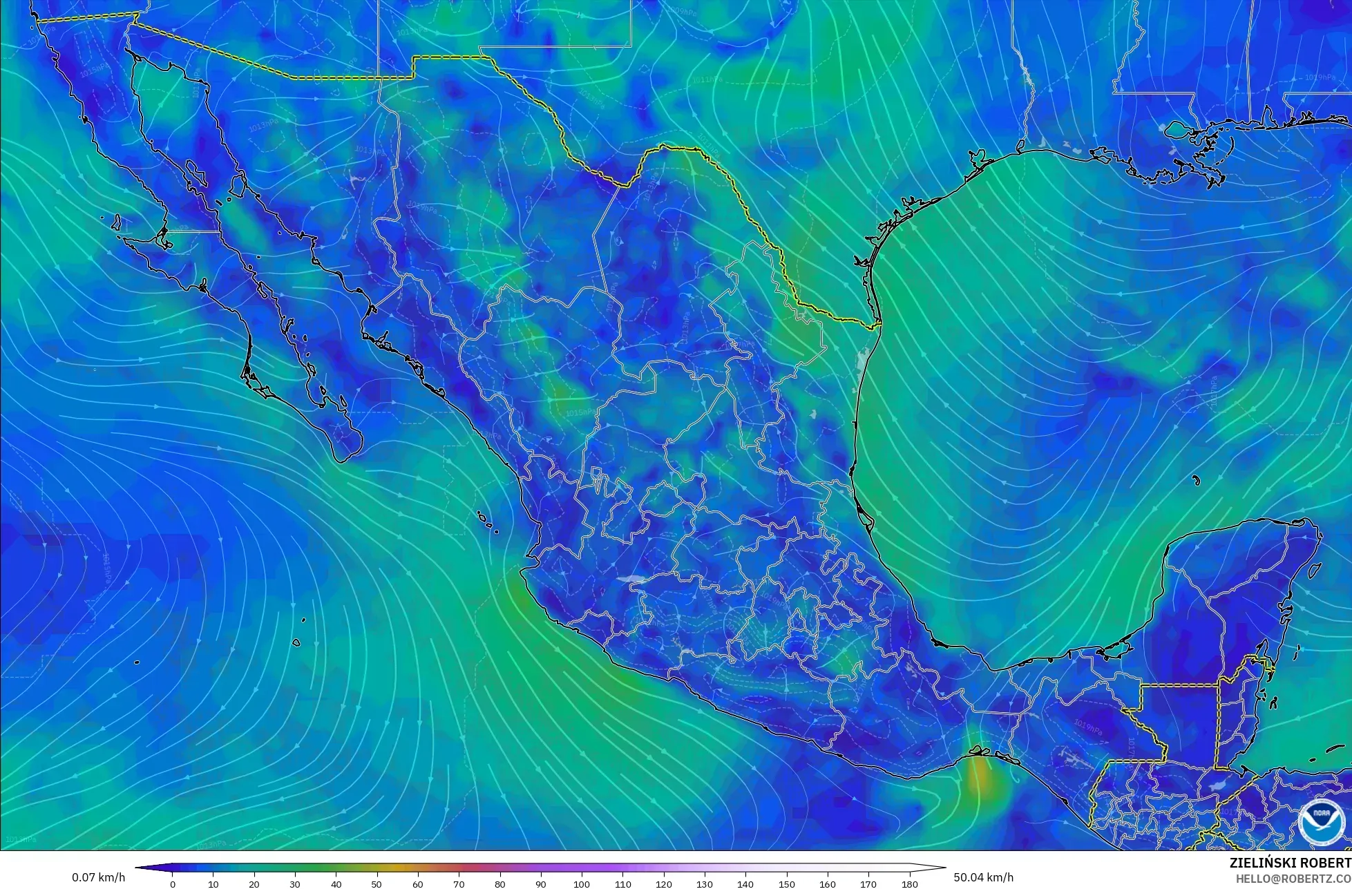 GFS model - Meksika, 10 m Rüzgâr