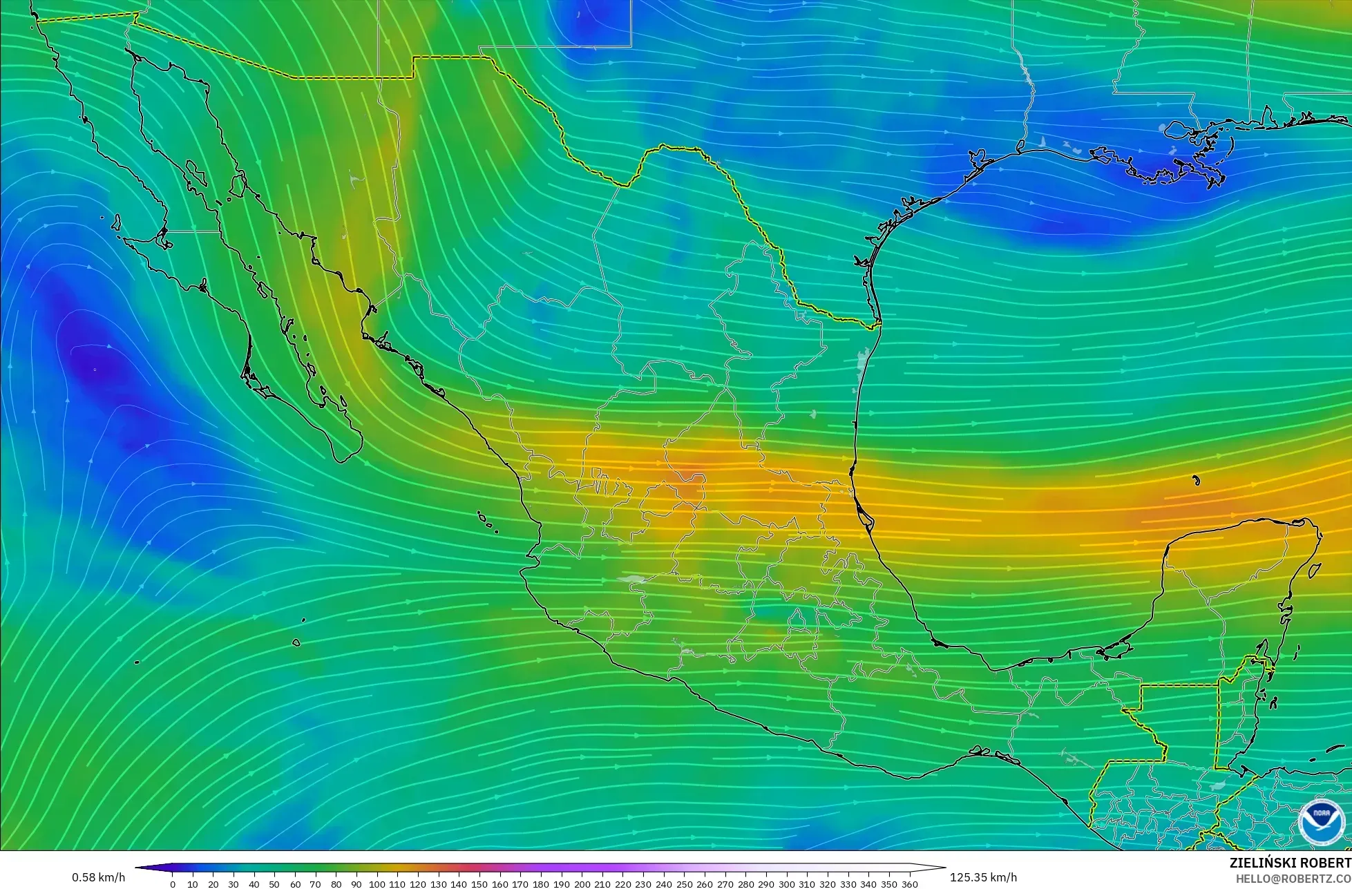 GFS model - Meksika, 300 hPa Rüzgârı (jet)