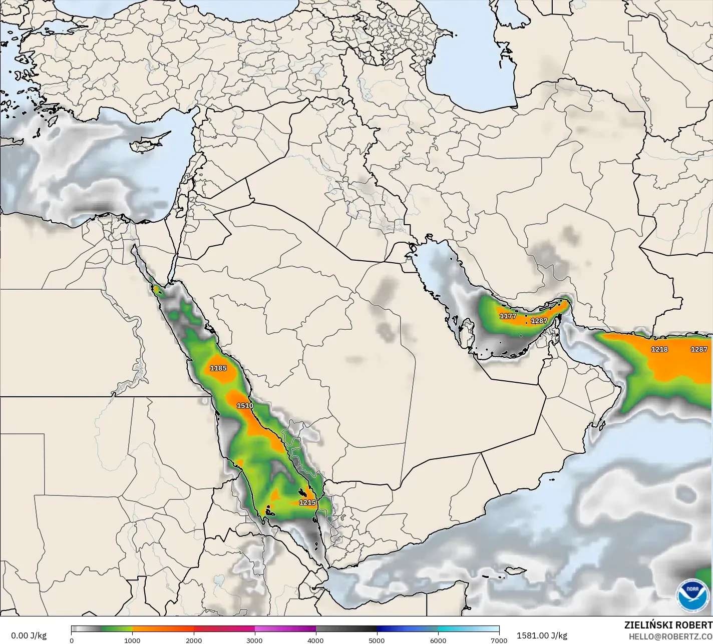 GFS model - Orta Doğu, CAPE