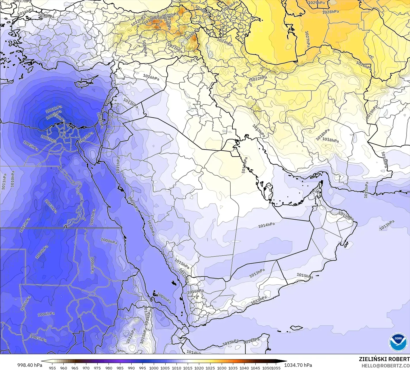 GFS model - Orta Doğu, Basınç
