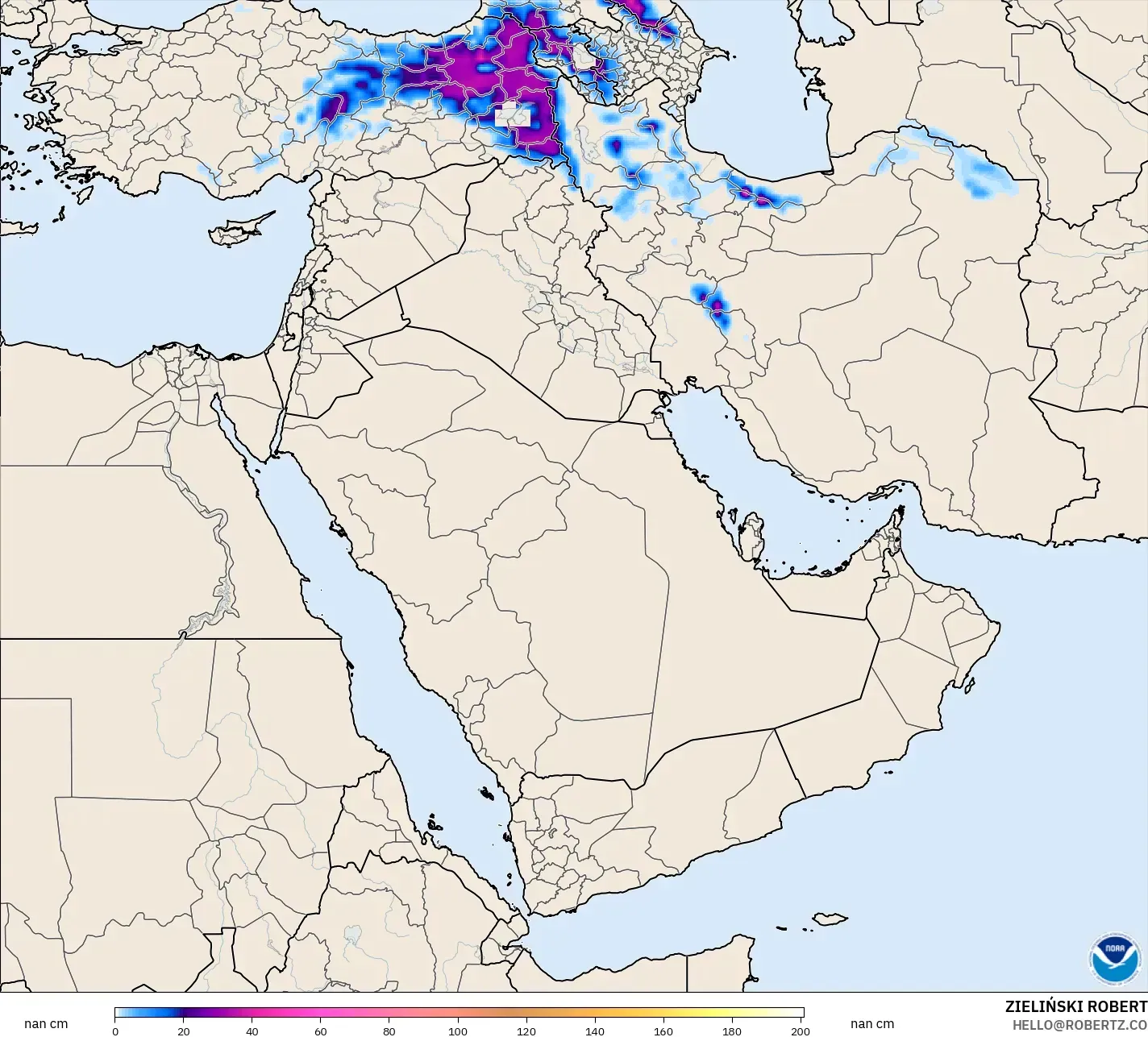 GFS model - Orta Doğu, Kar Kalınlığı