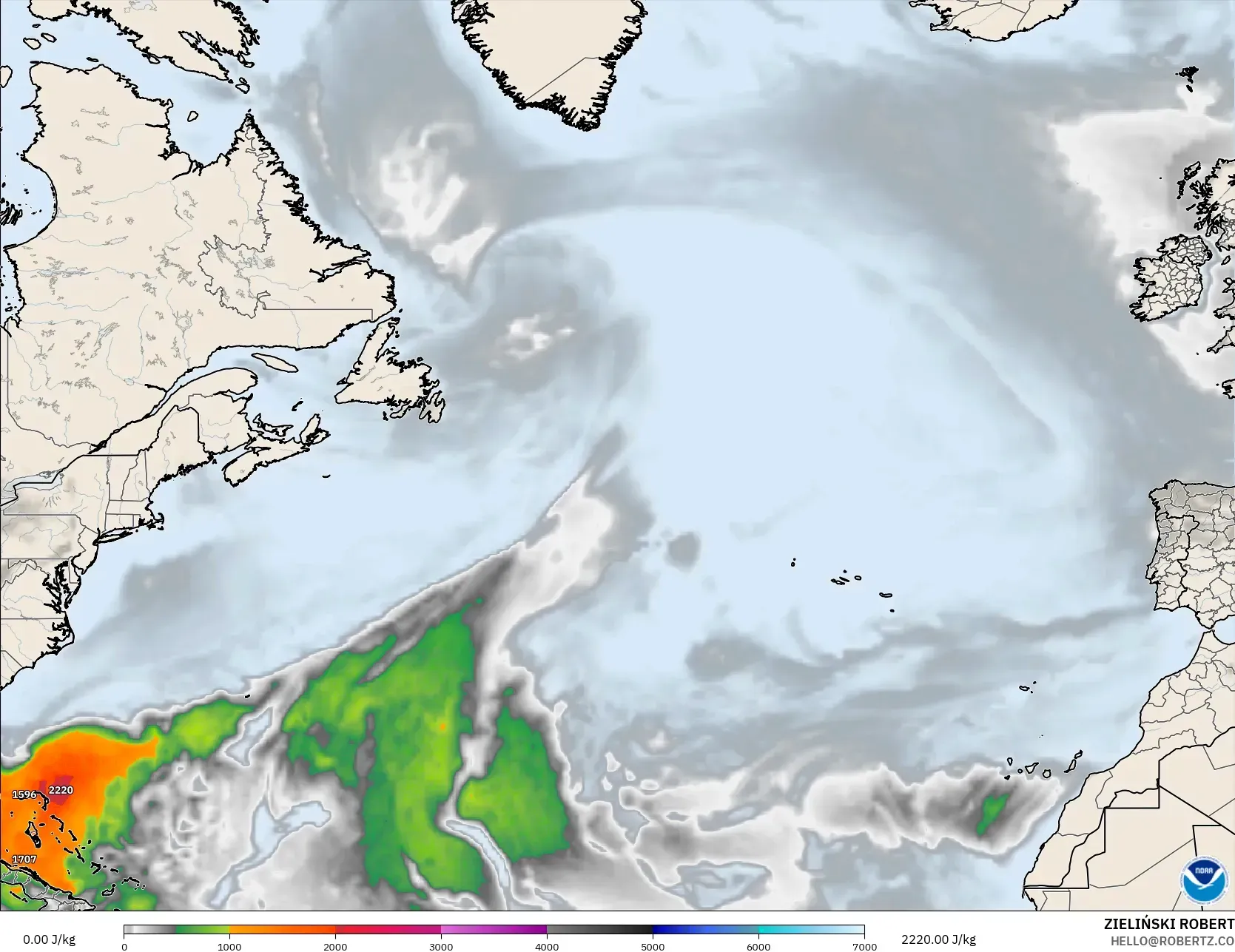 GFS model - Kuzey Atlantik, CAPE