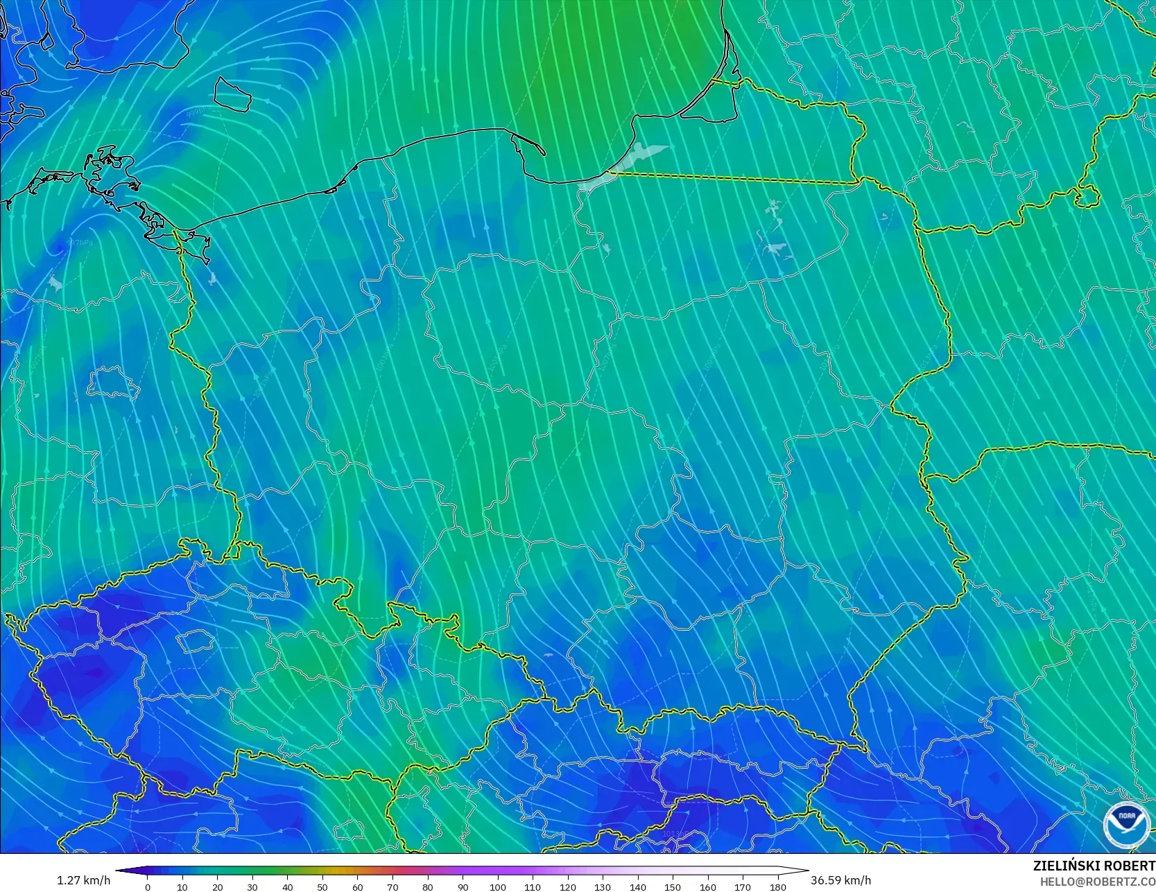 GFS model - Polonya, 10 m Rüzgâr