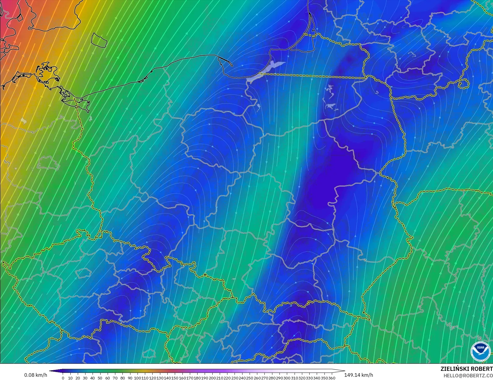 GFS model - Polonya, 300 hPa Rüzgârı (jet)