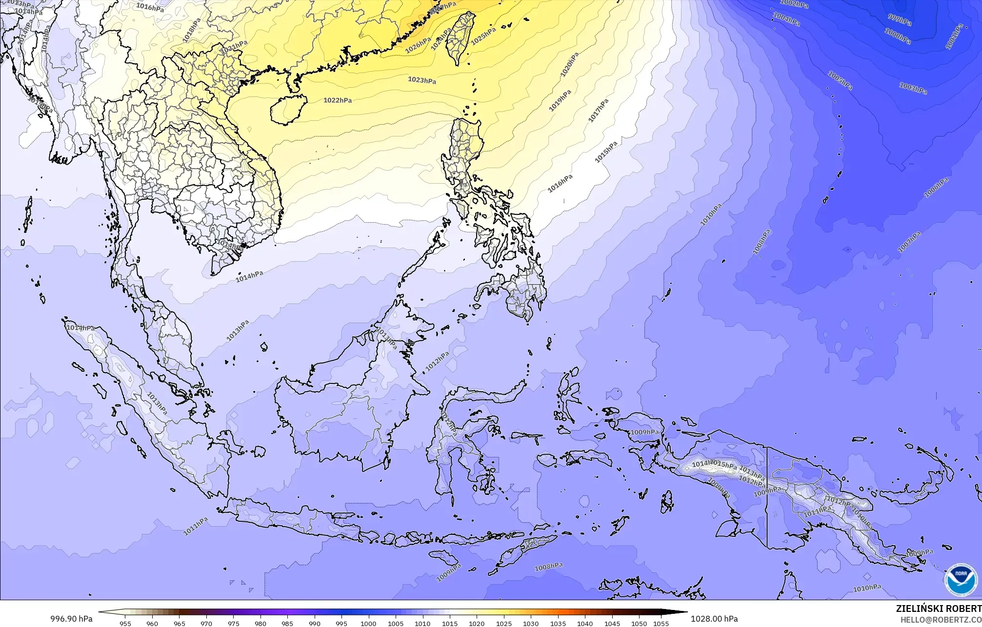 GFS model - Güneydoğu Asya, Basınç