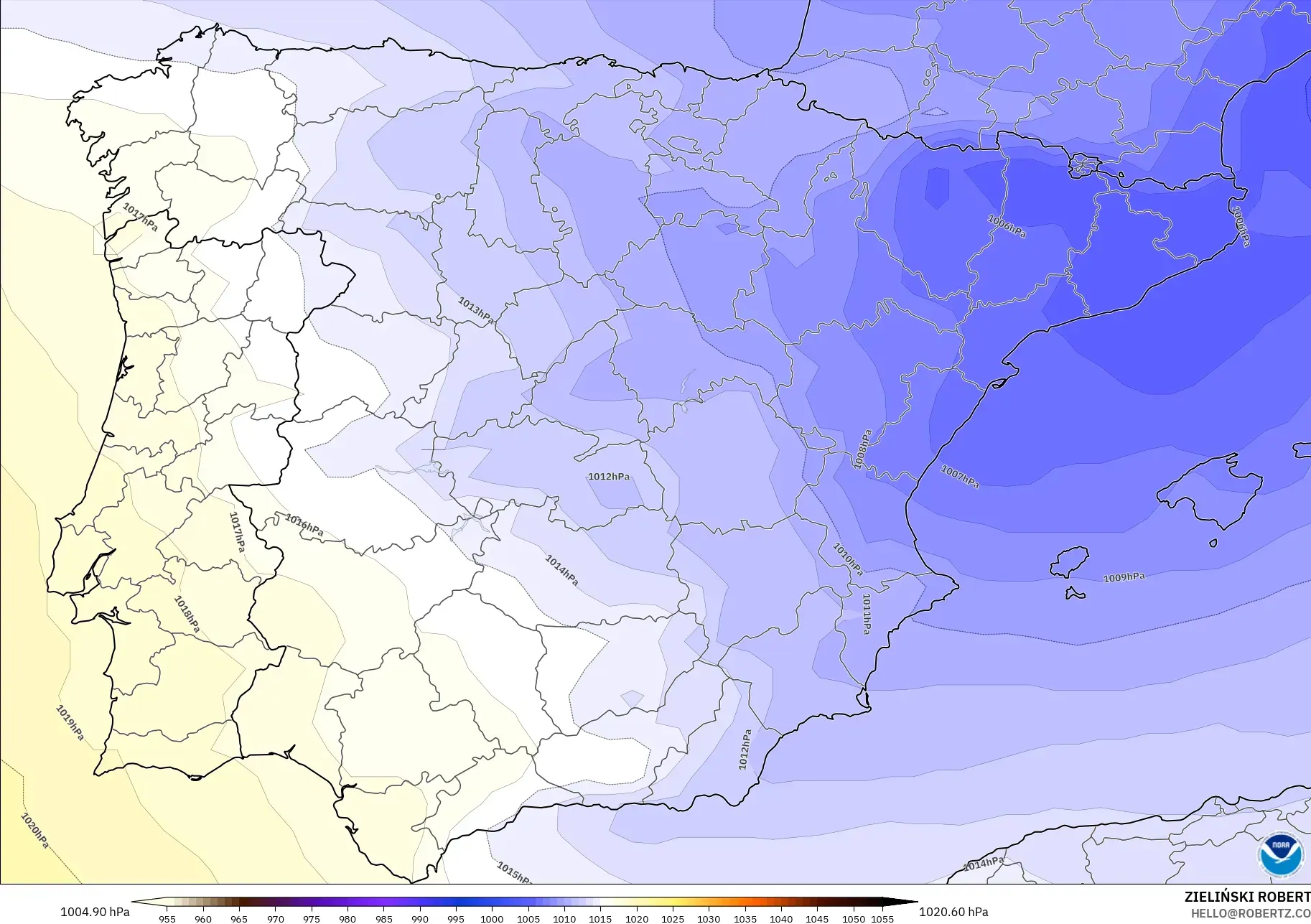 GFS model - İspanya, Basınç