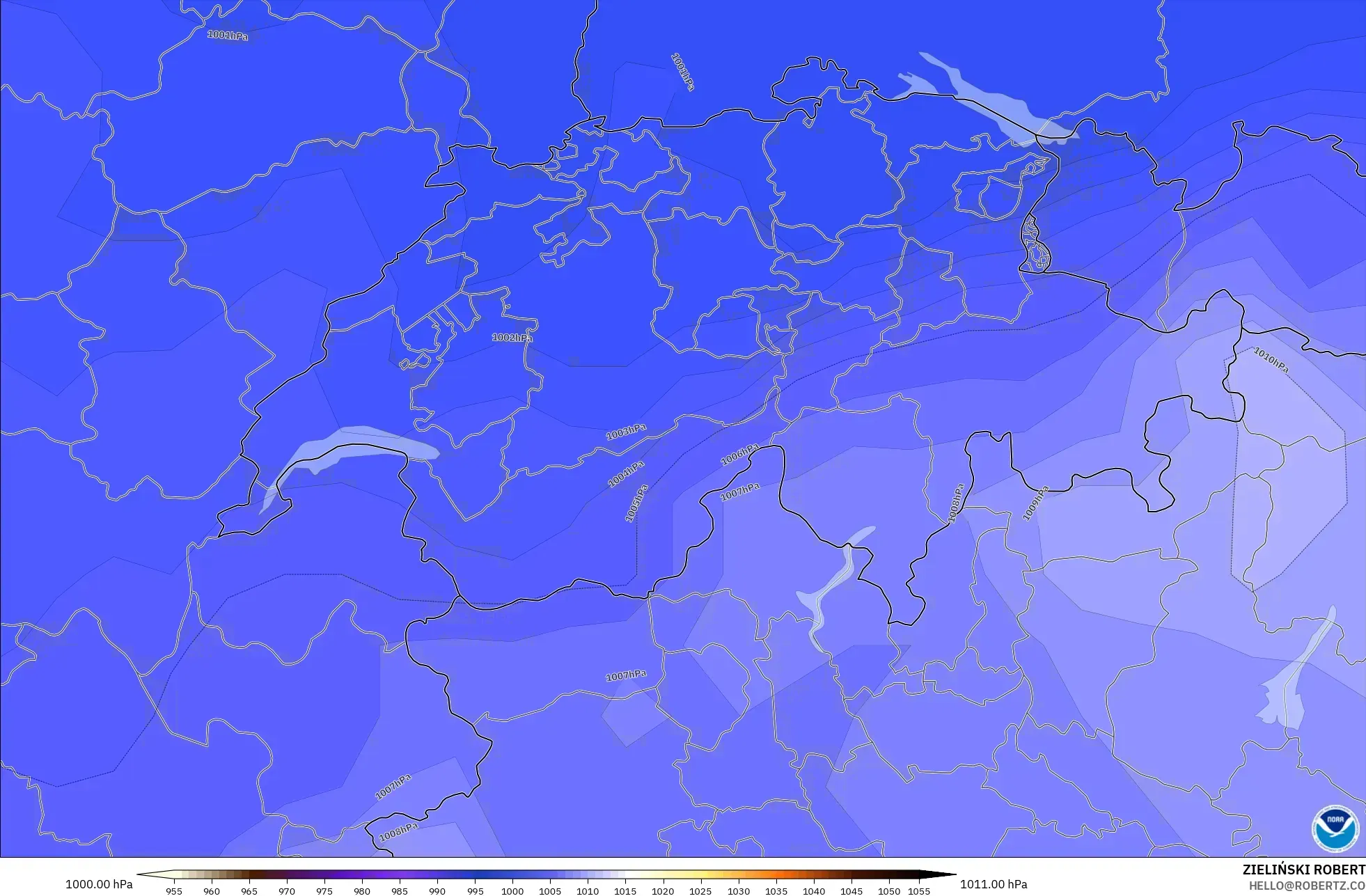 GFS model - İsviçre, Basınç