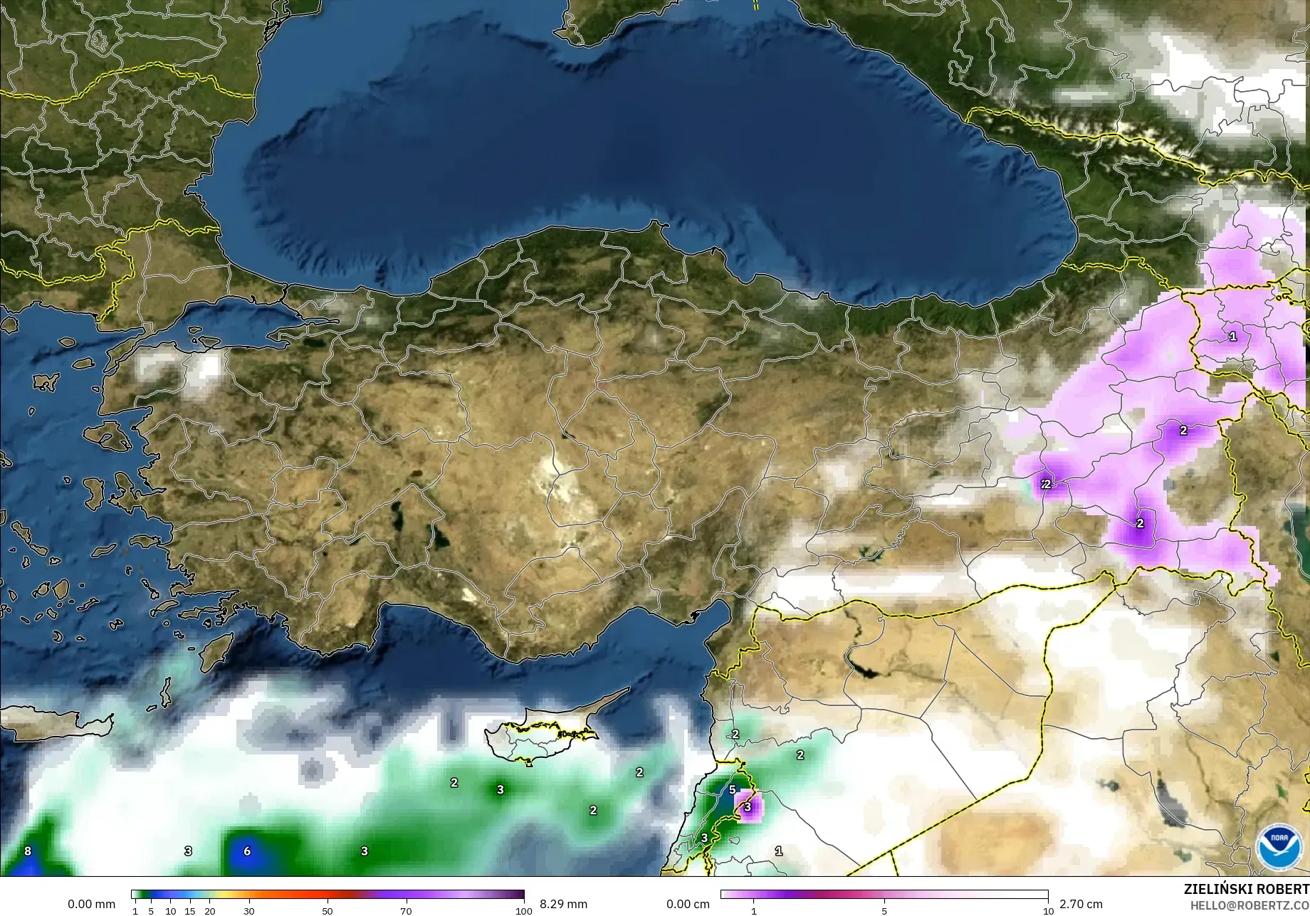 GFS model - Türkiye, Yağış, Bulut ve Basınç