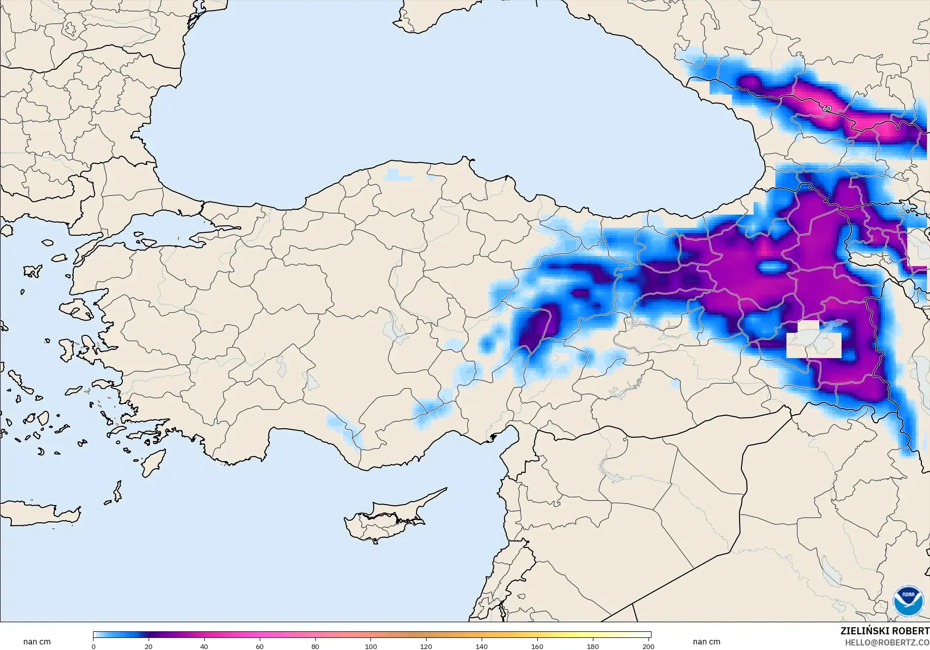 GFS model - Türkiye, Kar Kalınlığı
