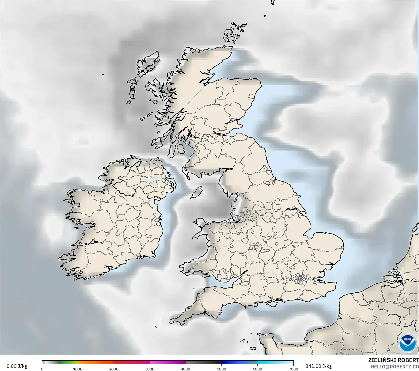 GFS model - Birleşik Krallık, CAPE