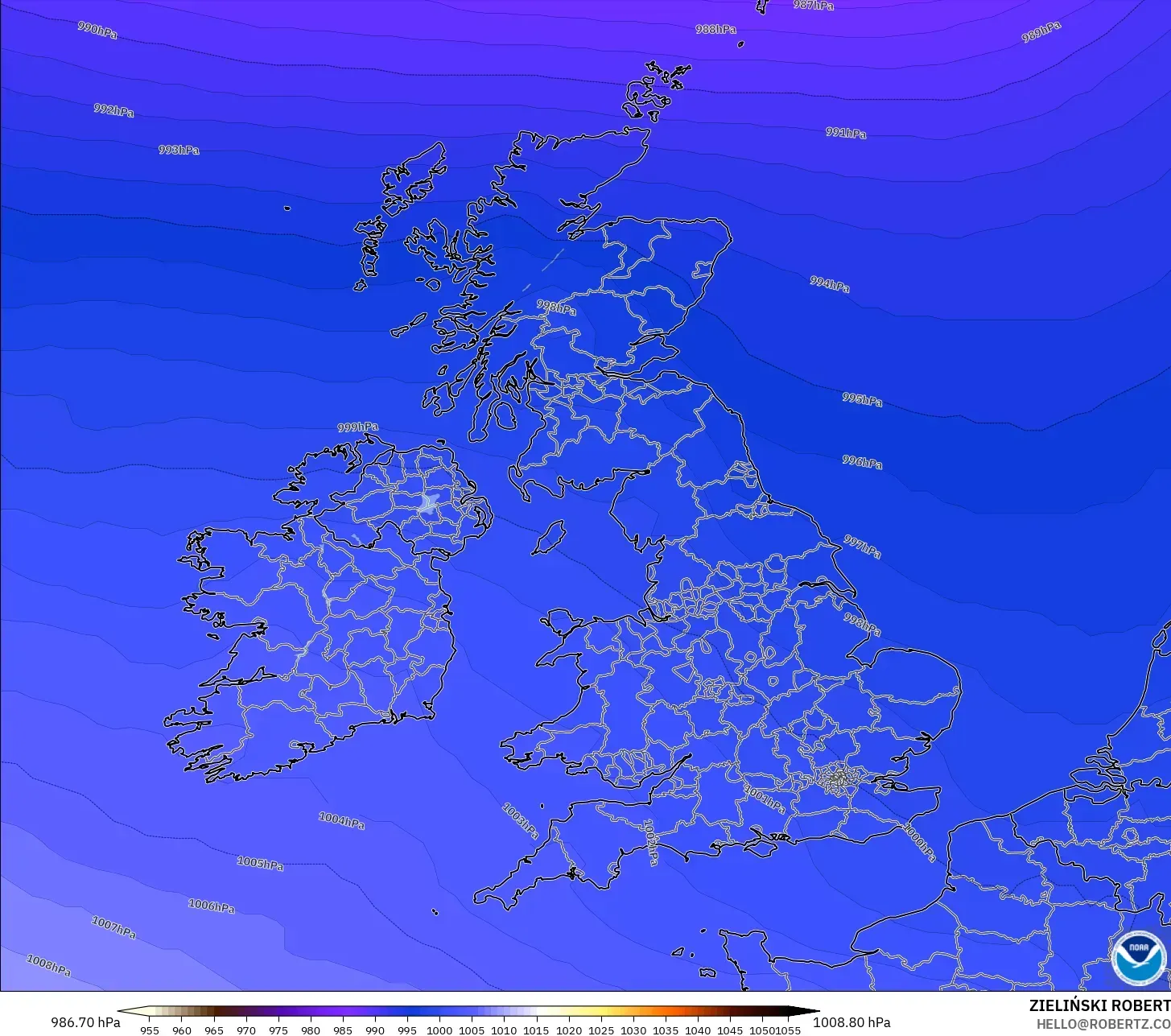 GFS model - Birleşik Krallık, Basınç
