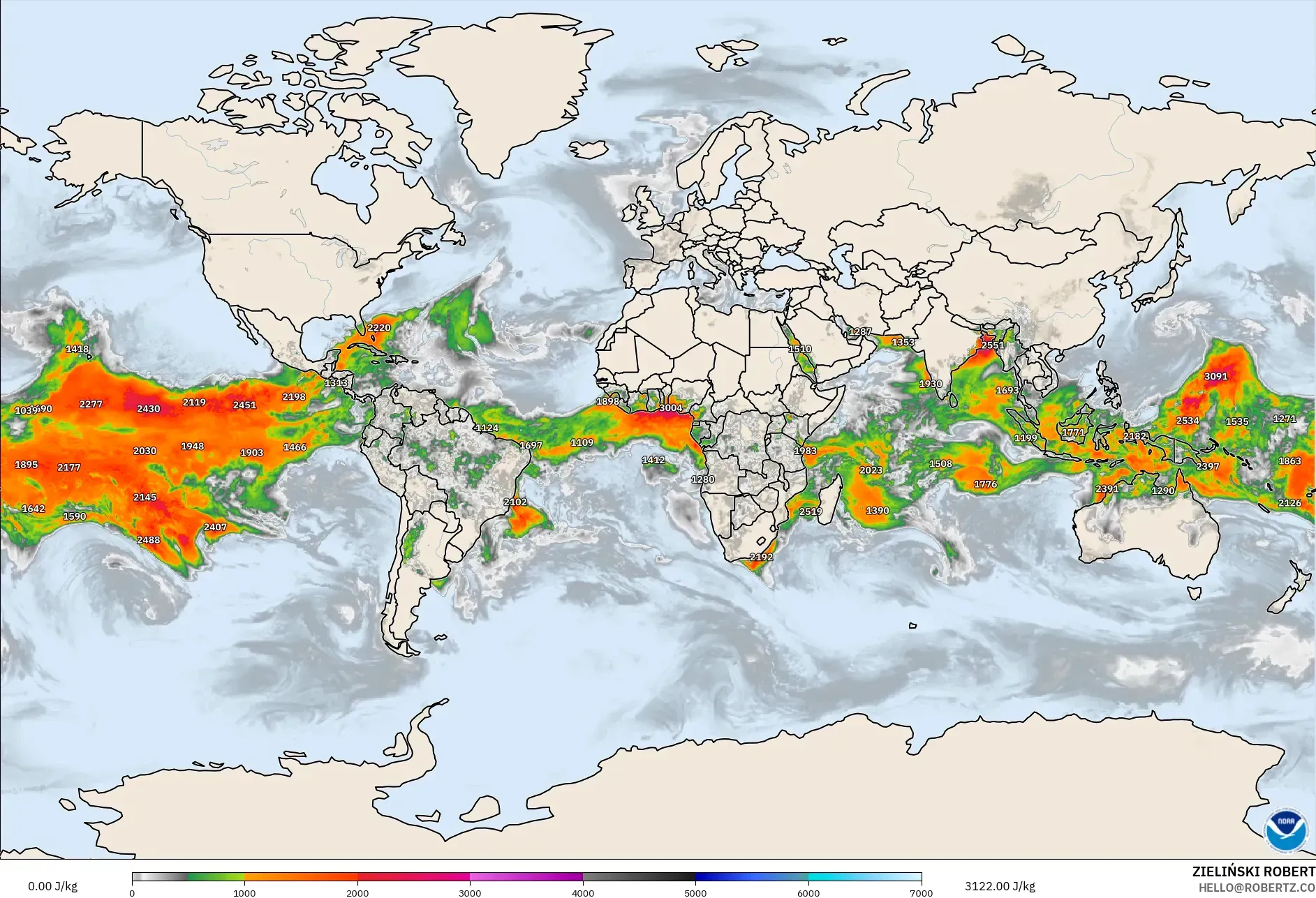 GFS model - Dünya, CAPE
