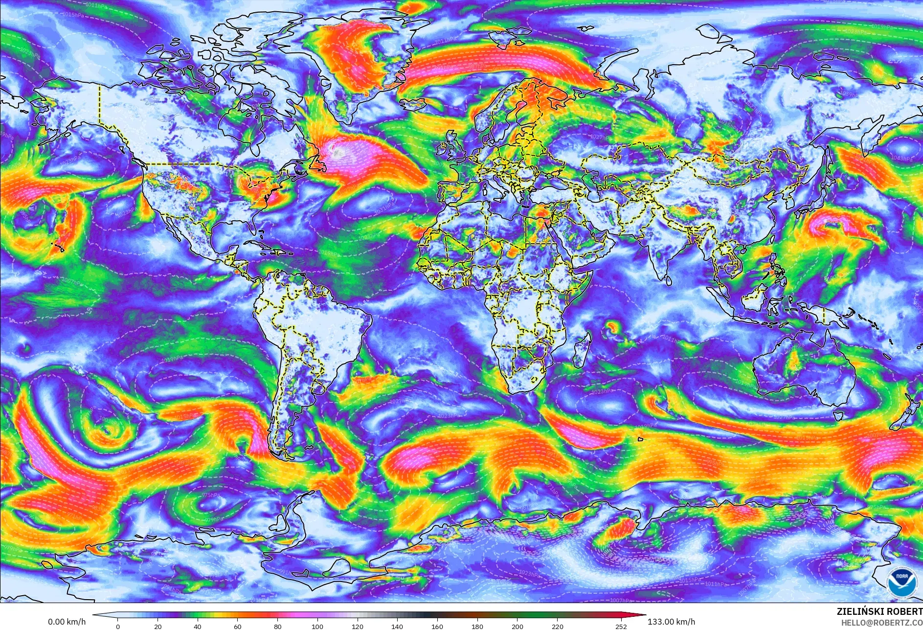 GFS model - Dünya, Rüzgâr Esintileri