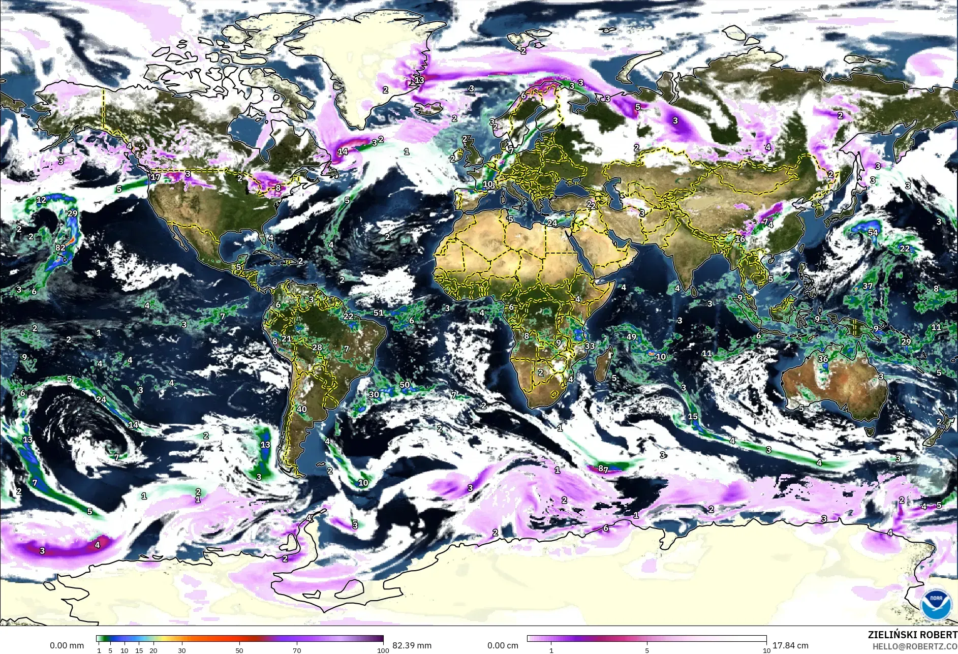 GFS model - Dünya, Yağış, Bulut ve Basınç