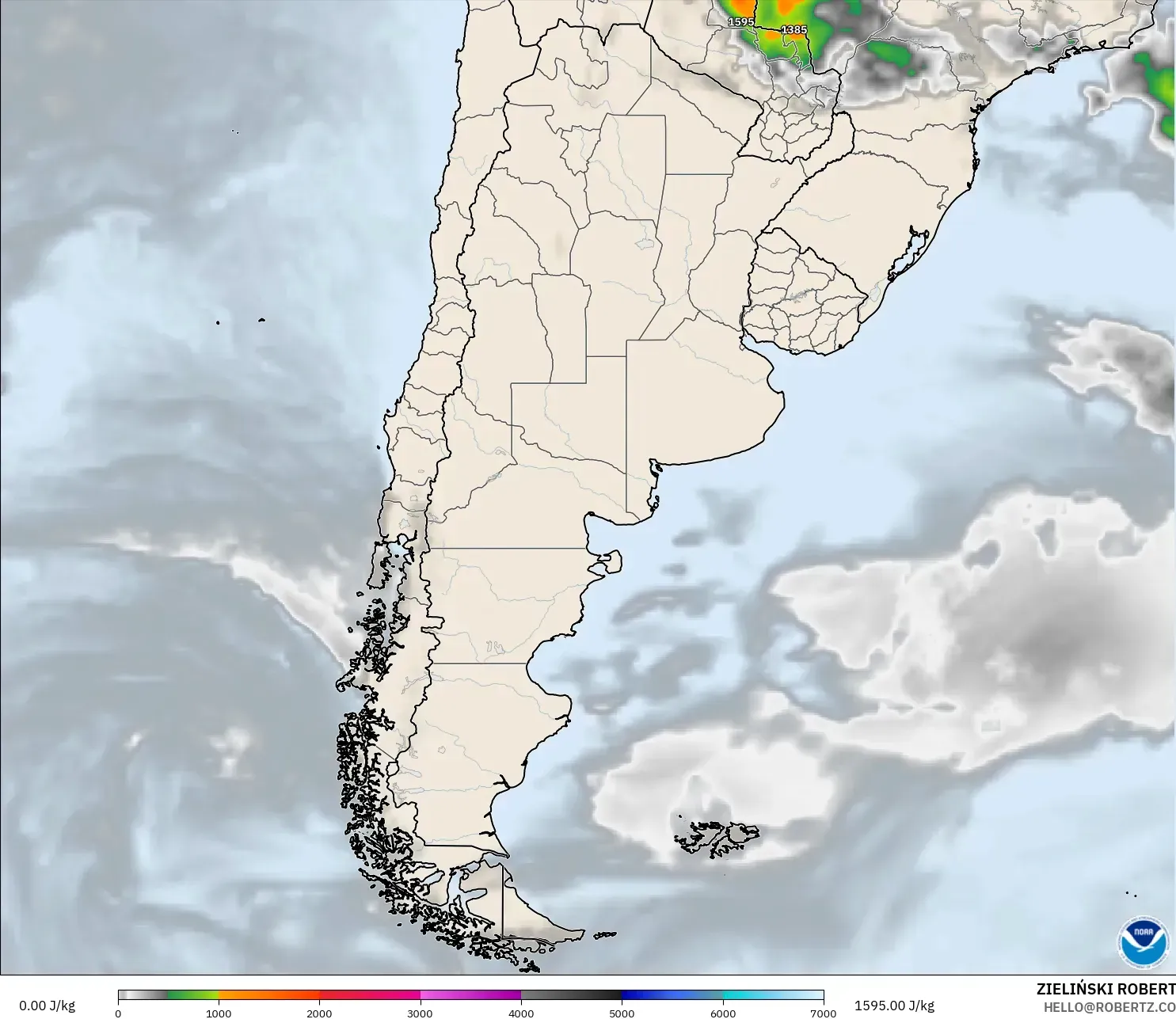 GFS model - Arjantin, CAPE