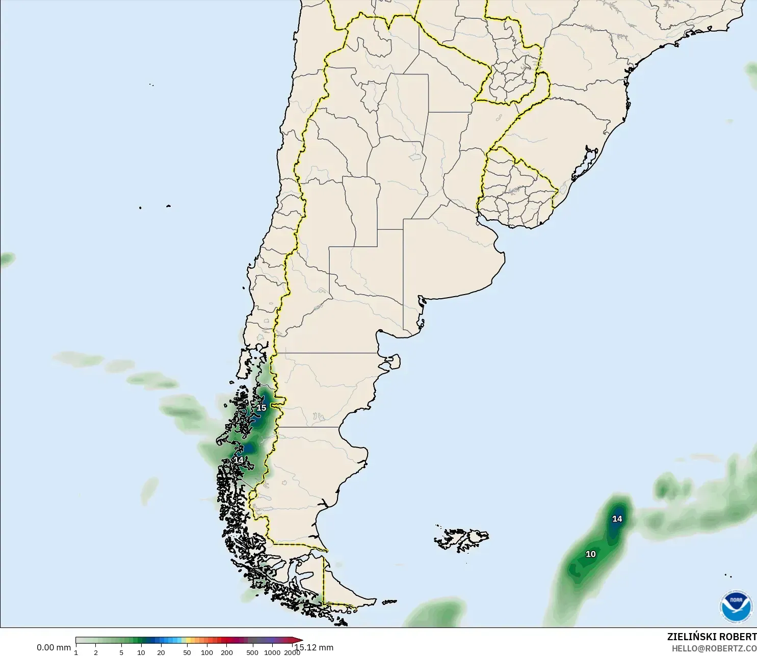 GFS model - Arjantin, Yağış Birikimi