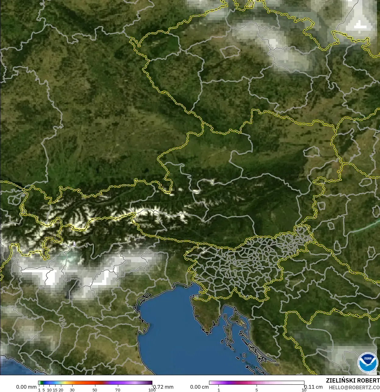 GFS model - Avusturya, Yağış, Bulut ve Basınç