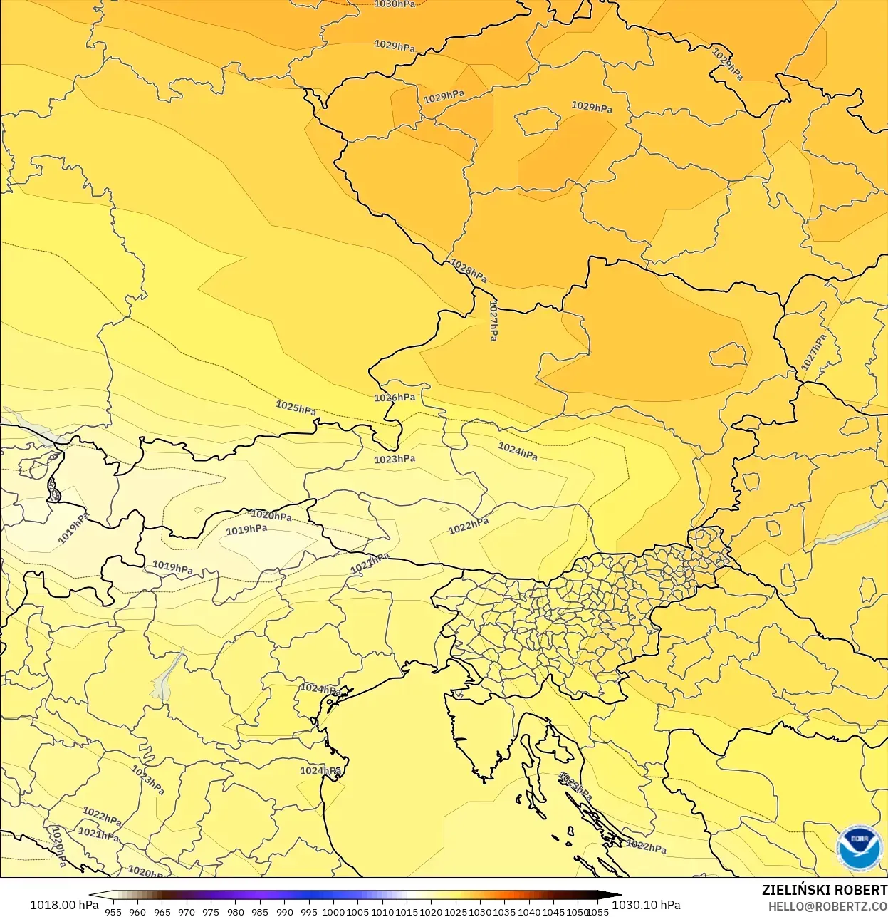 GFS model - Avusturya, Basınç