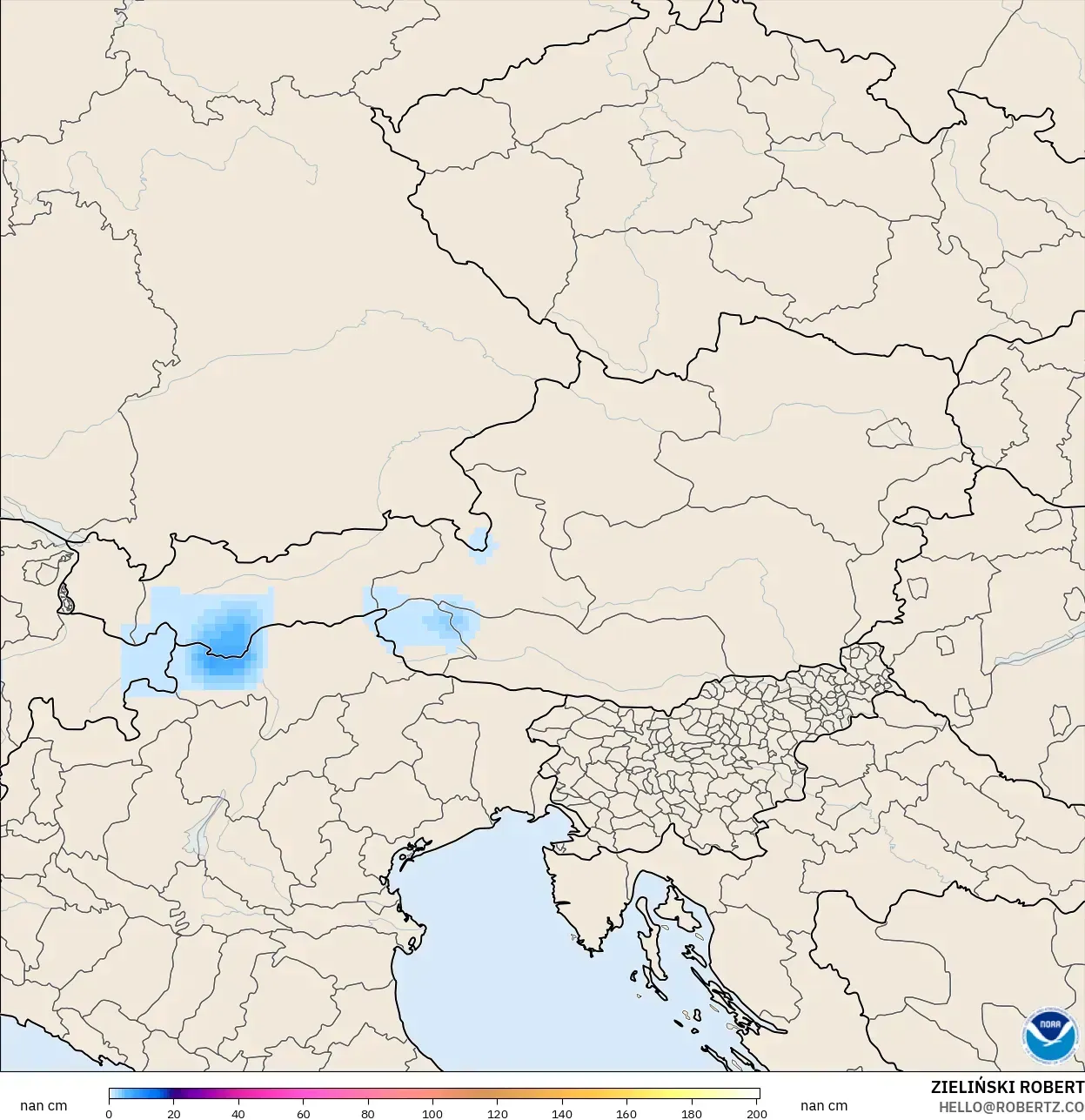 GFS model - Avusturya, Kar Kalınlığı
