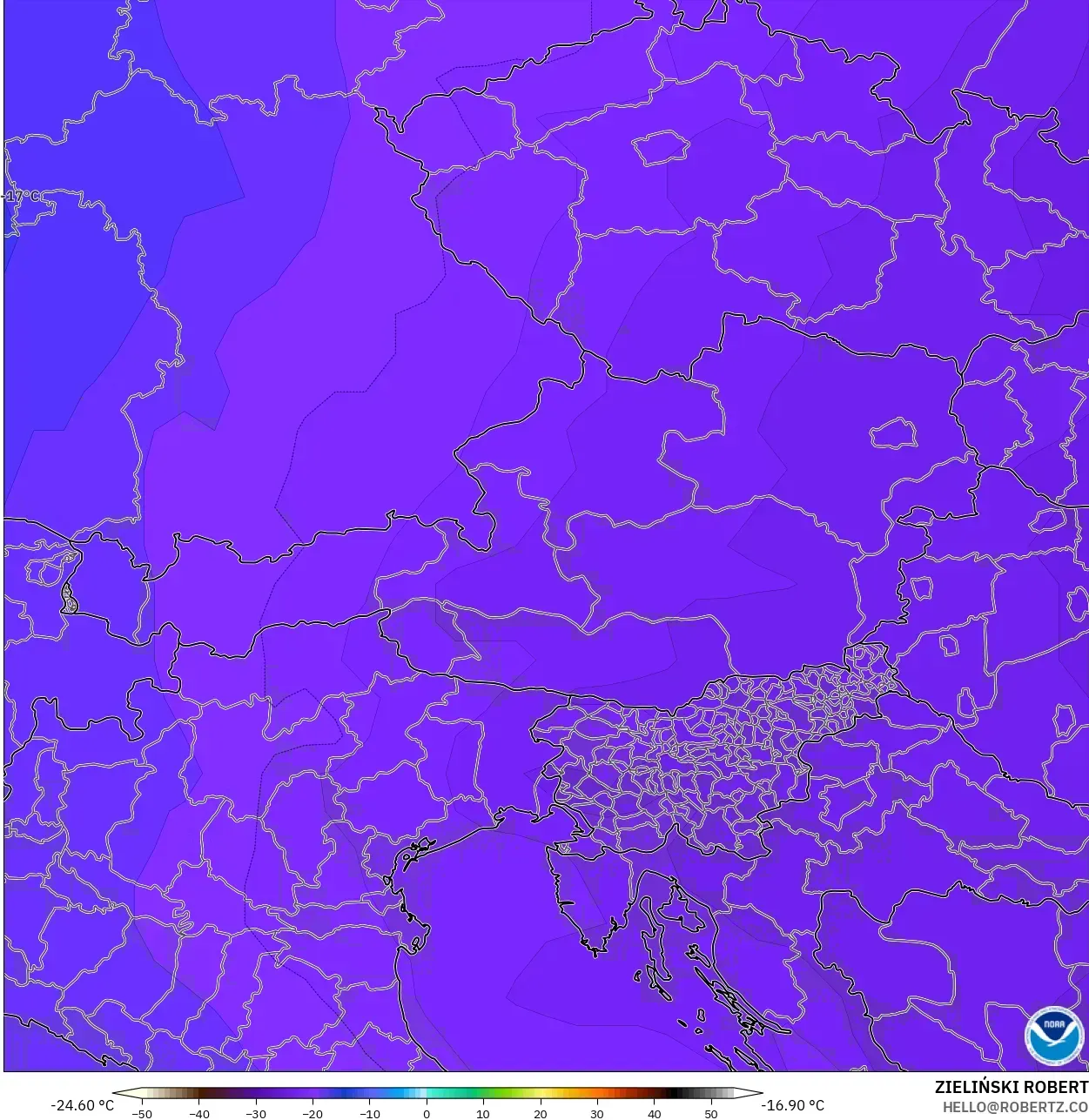 GFS model - Avusturya, 500 hPa Sıcaklık
