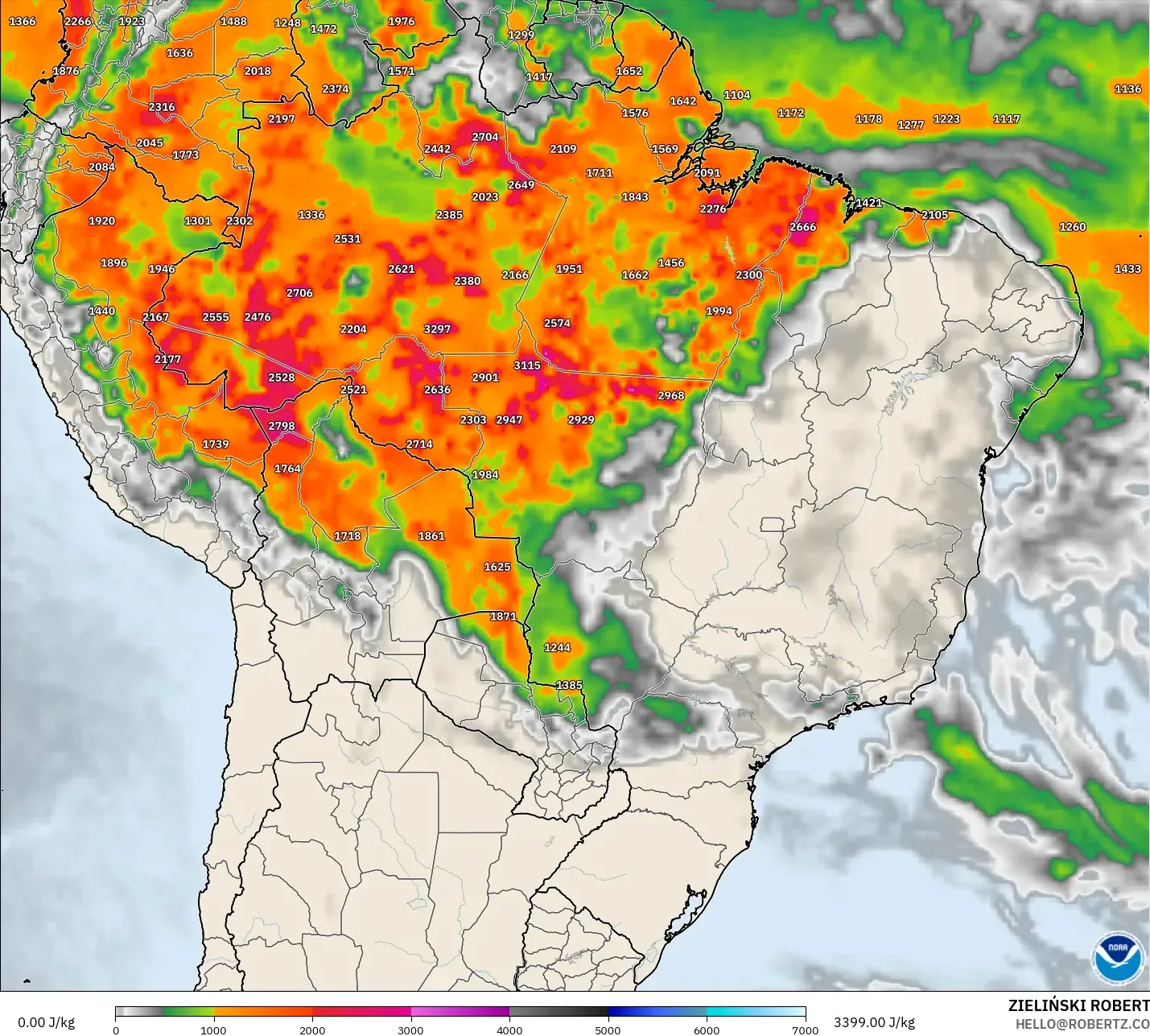 GFS model - Brezilya, CAPE