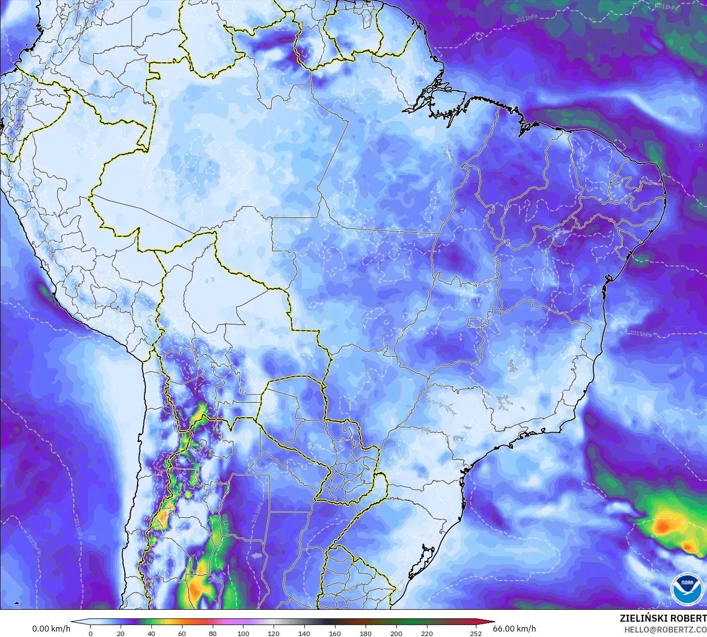 GFS model - Brezilya, Rüzgâr Esintileri