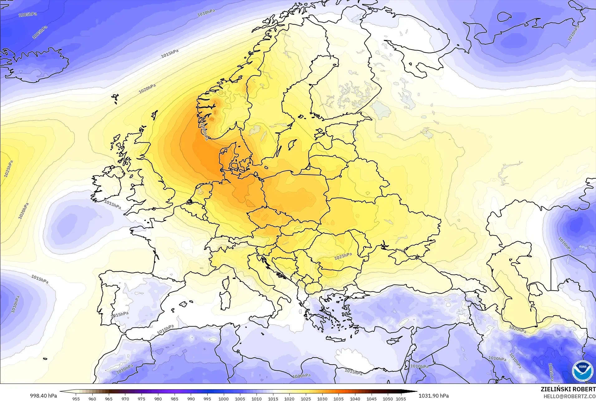 GFS model - Avrupa, Basınç