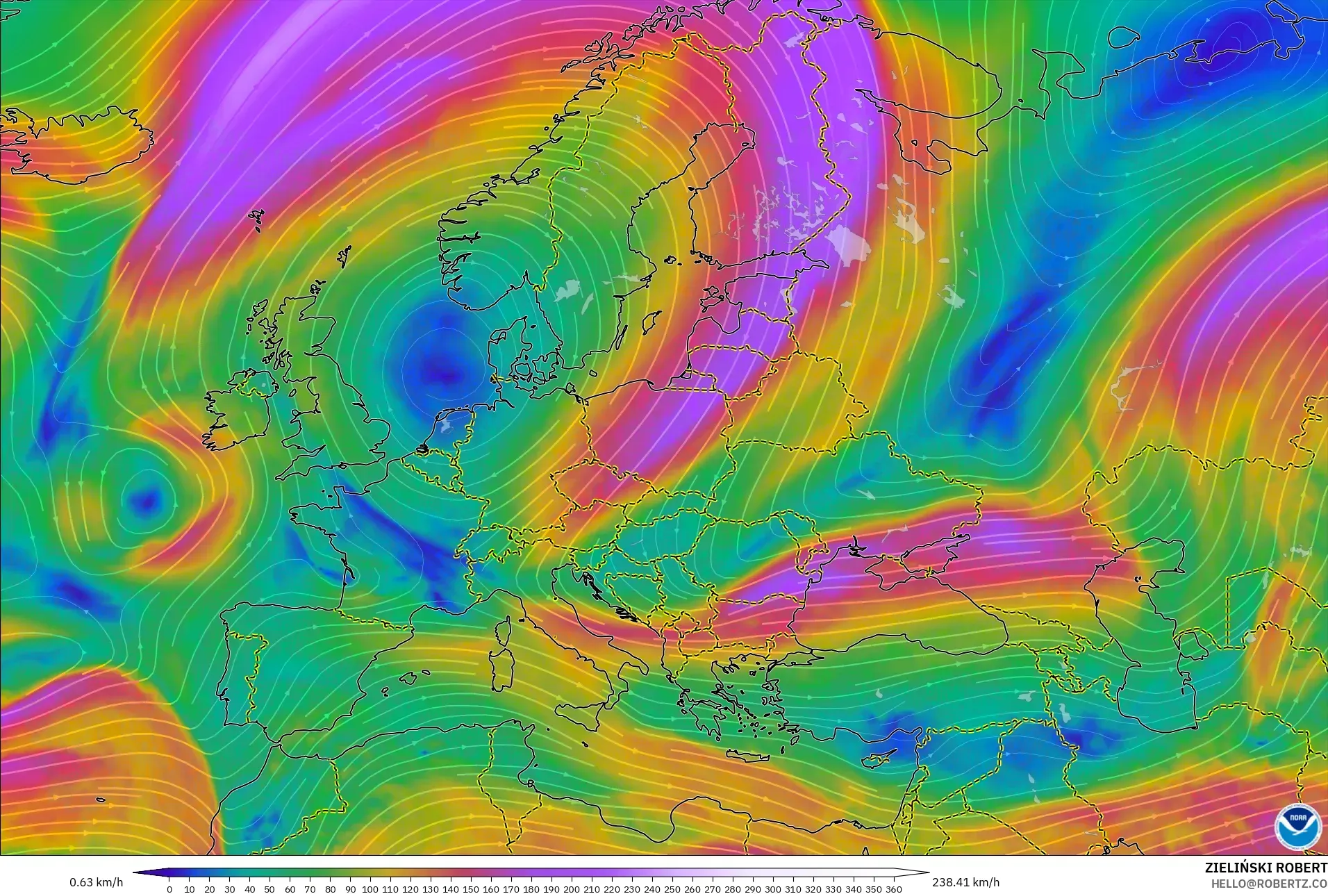 GFS model - Avrupa, 300 hPa Rüzgârı (jet)