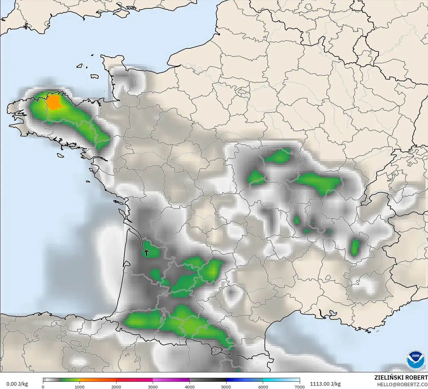 GFS model - Fransa, CAPE