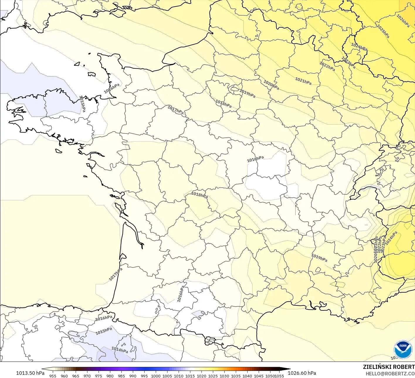 GFS model - Fransa, Basınç
