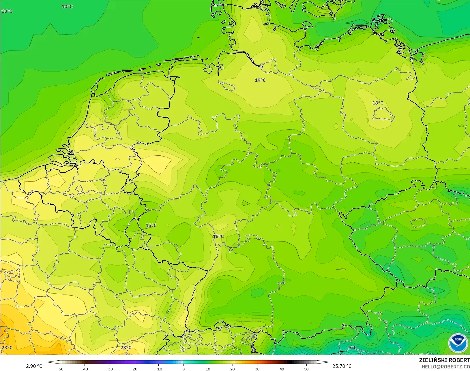 GFS model - Almanya, 2 m Sıcaklık