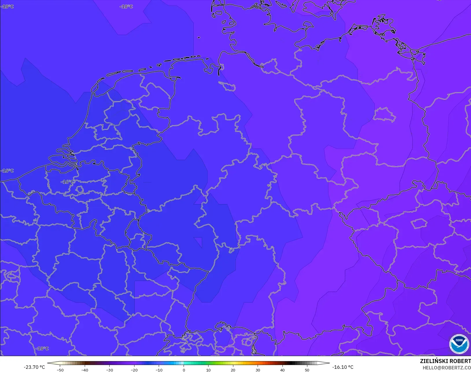 GFS model - Almanya, 500 hPa Sıcaklık