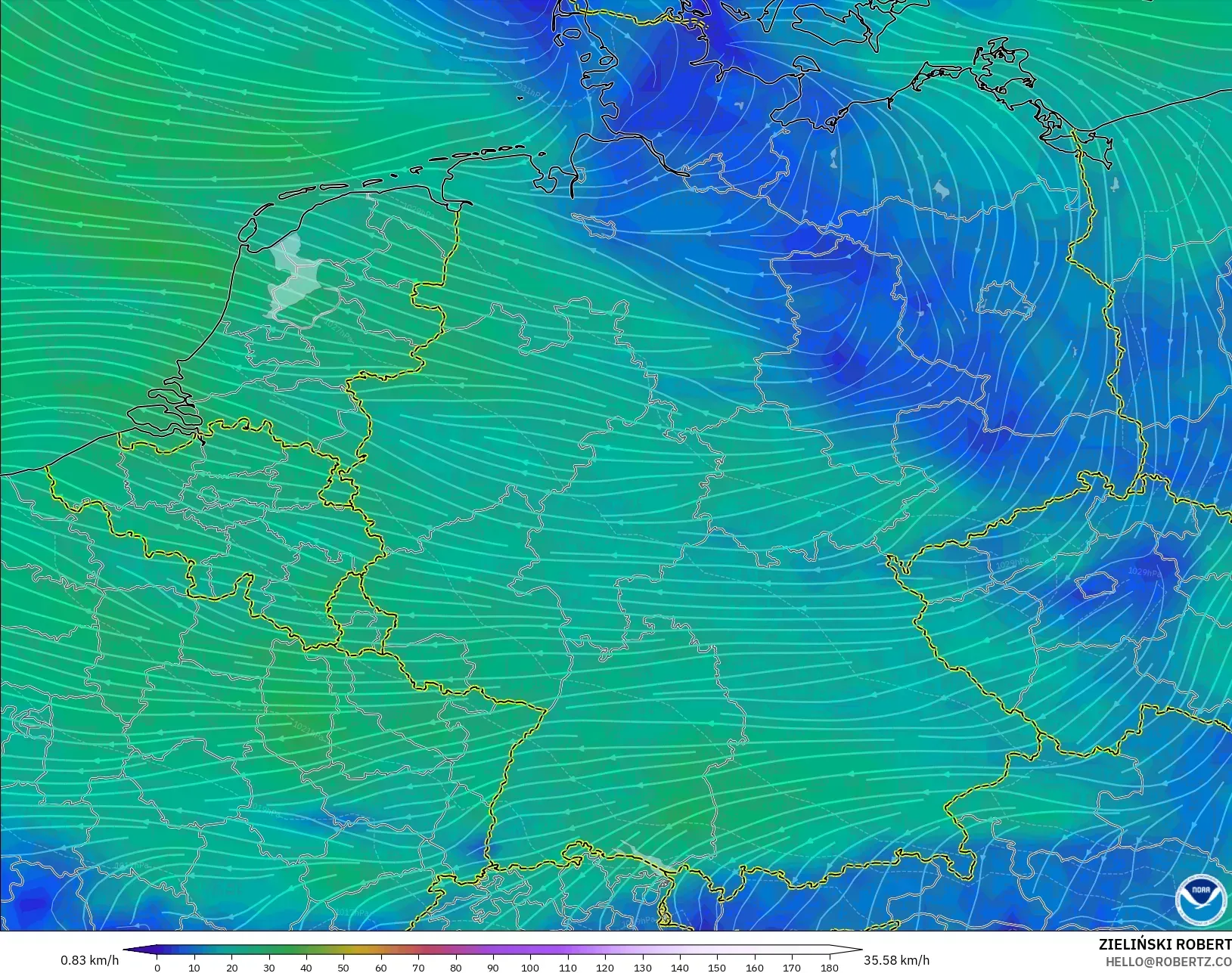 GFS model - Almanya, 10 m Rüzgâr