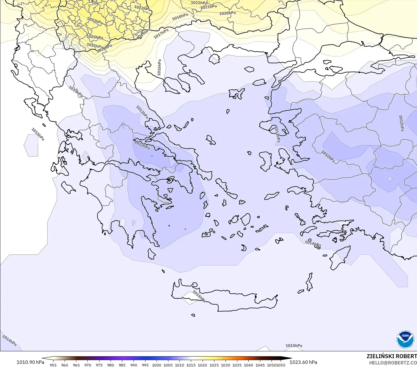 GFS model - Yunanistan, Basınç