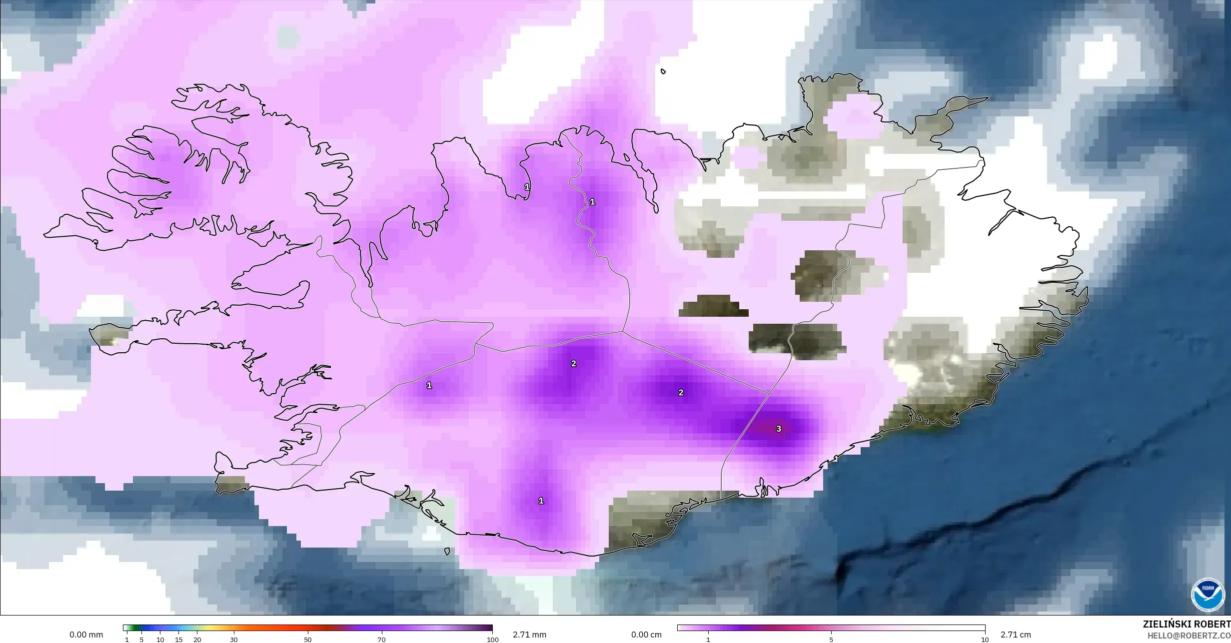 GFS model - İzlanda, Yağış, Bulut ve Basınç
