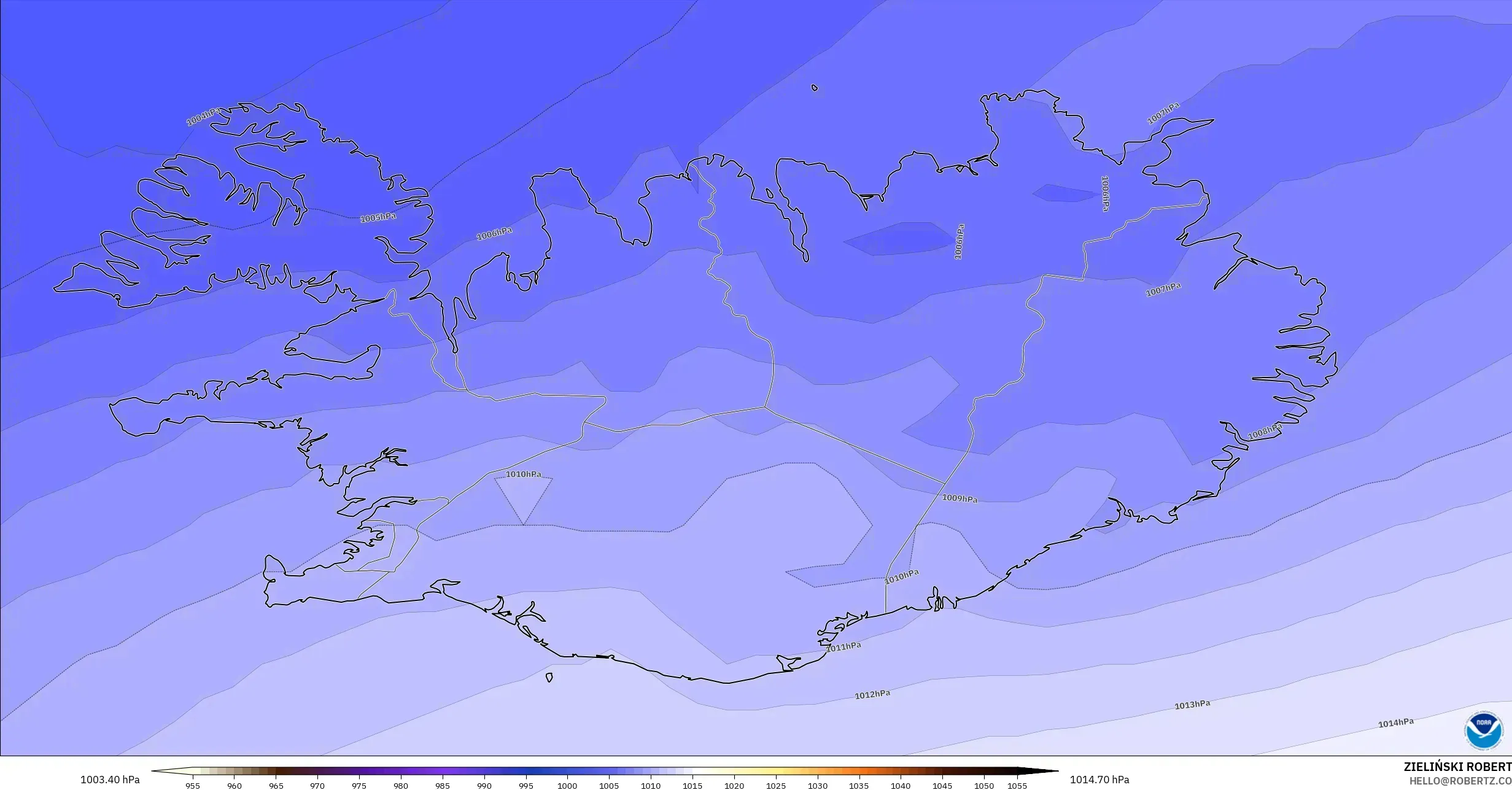 GFS model - İzlanda, Basınç