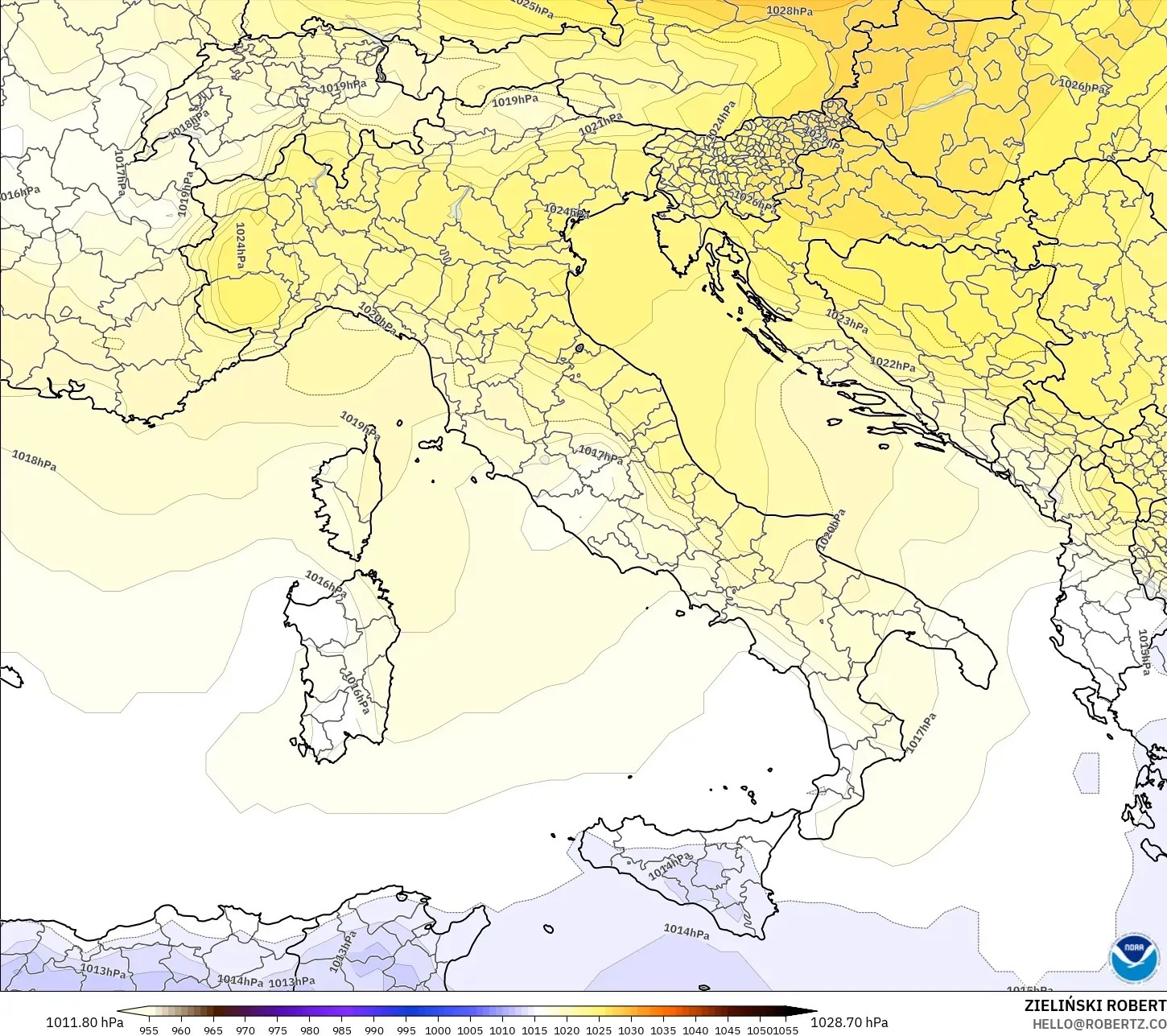 GFS model - İtalya, Basınç
