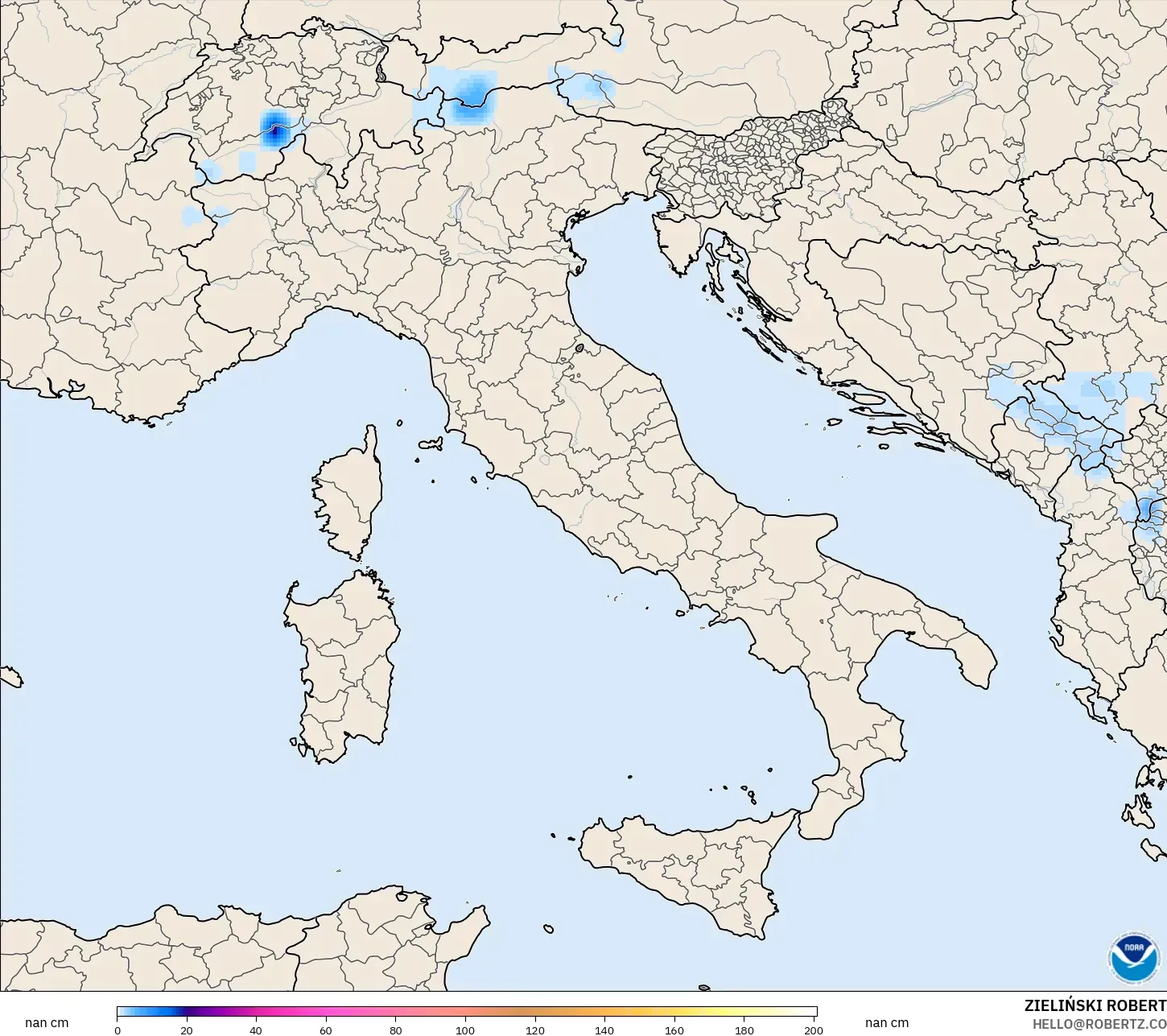 GFS model - İtalya, Kar Kalınlığı