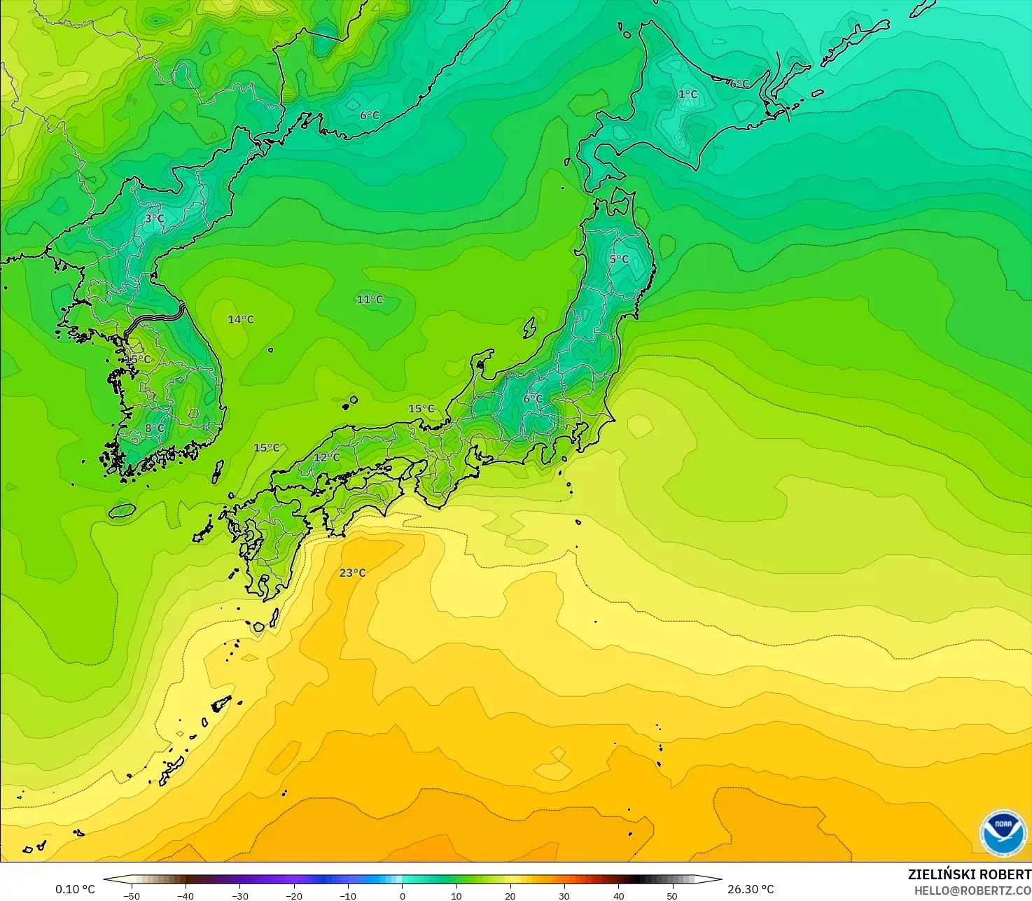 GFS model - Japonya, 2 m Sıcaklık