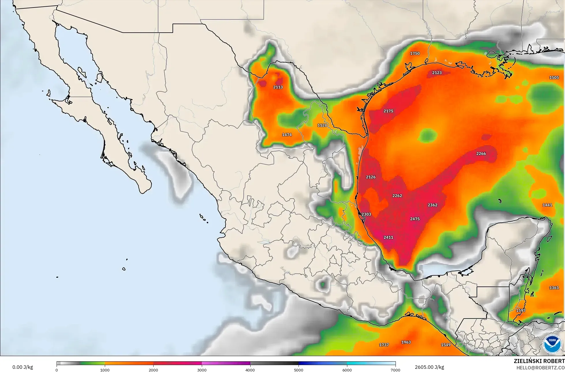 GFS model - Meksika, CAPE