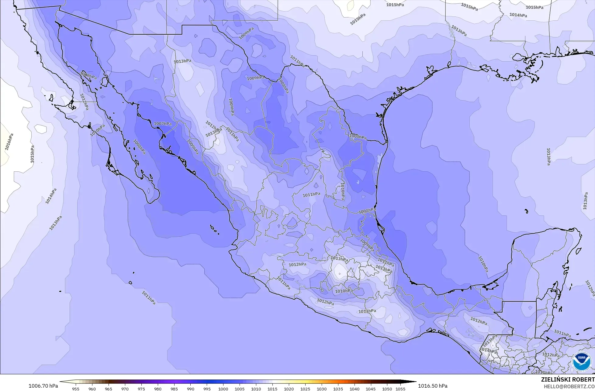 GFS model - Meksika, Basınç