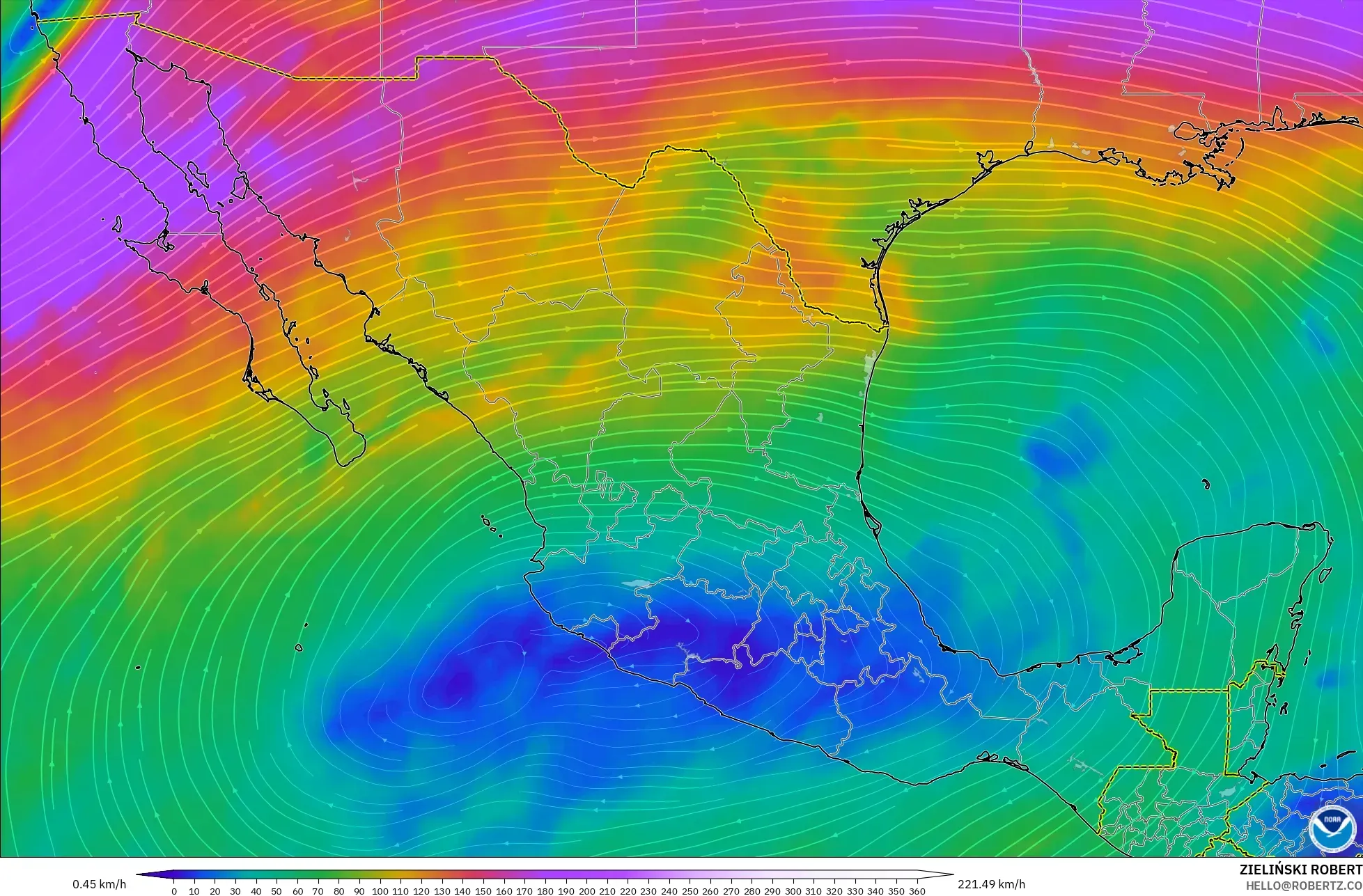 GFS model - Meksika, 300 hPa Rüzgârı (jet)