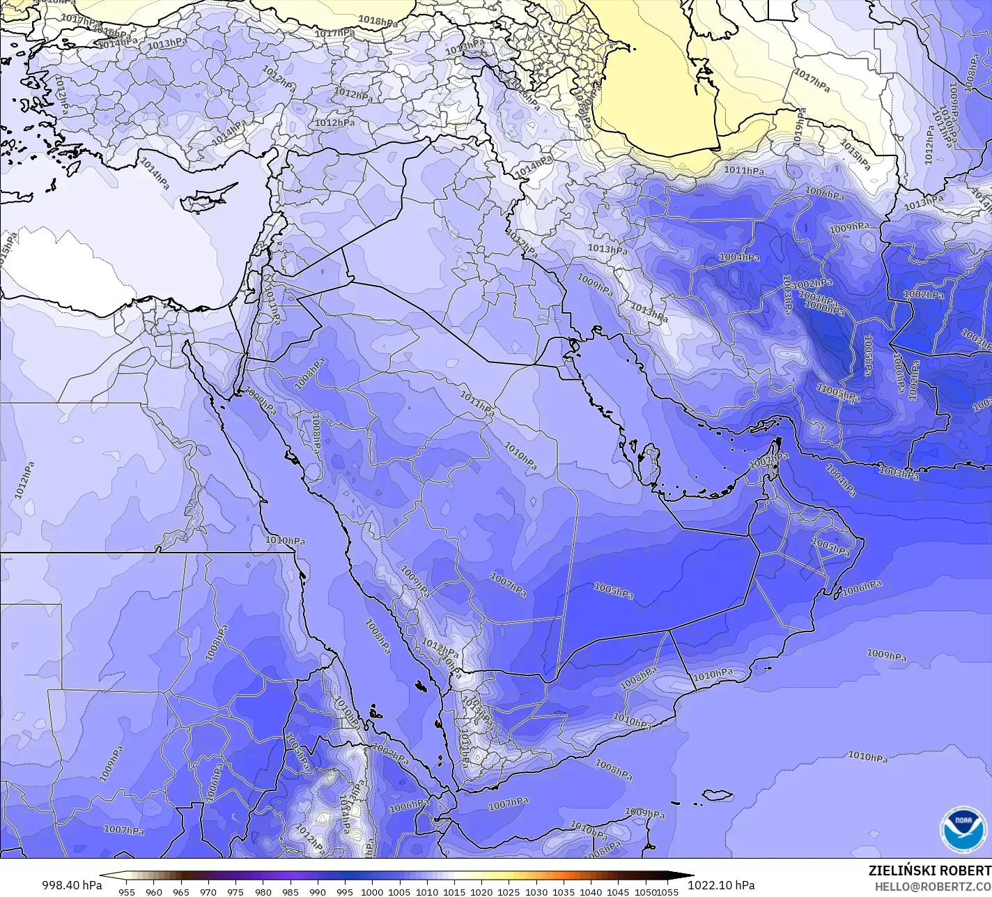 GFS model - Orta Doğu, Basınç