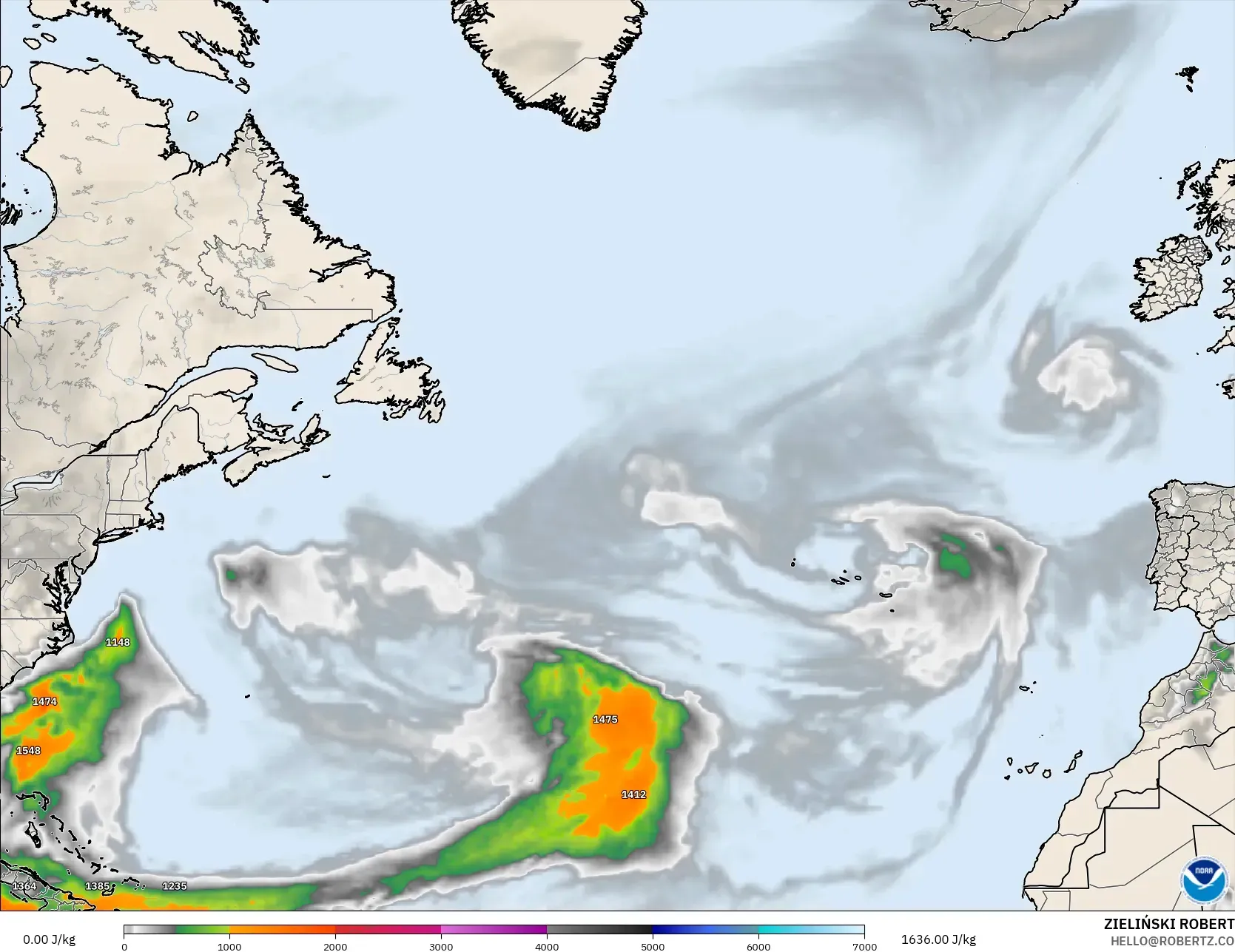 GFS model - Kuzey Atlantik, CAPE