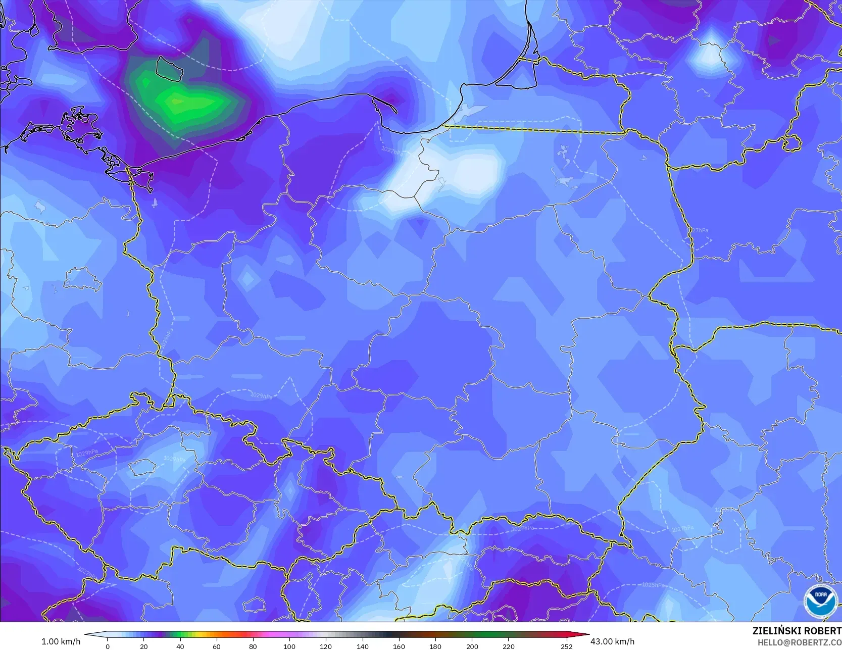 GFS model - Polonya, Rüzgâr Esintileri