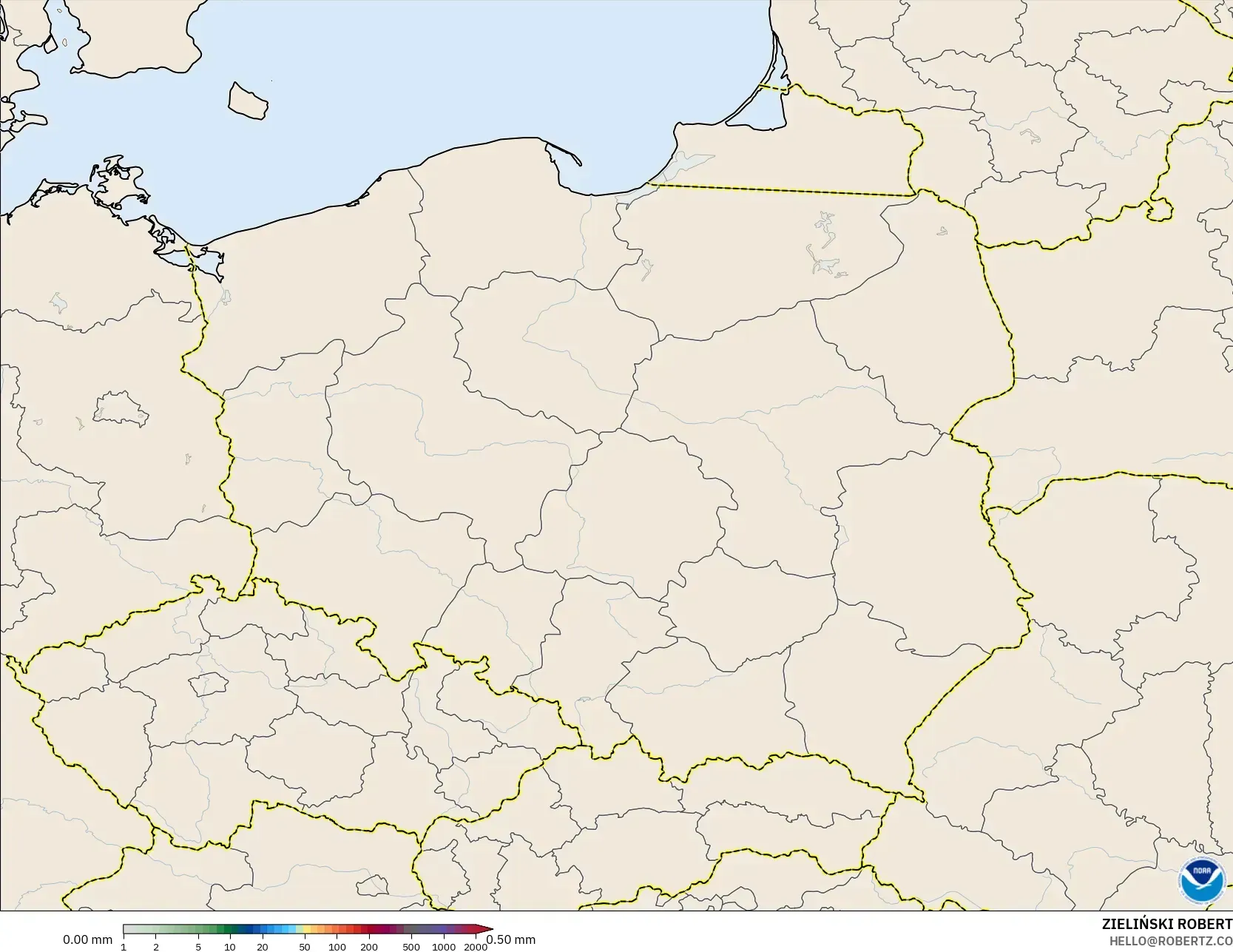 GFS model - Polonya, Yağış Birikimi